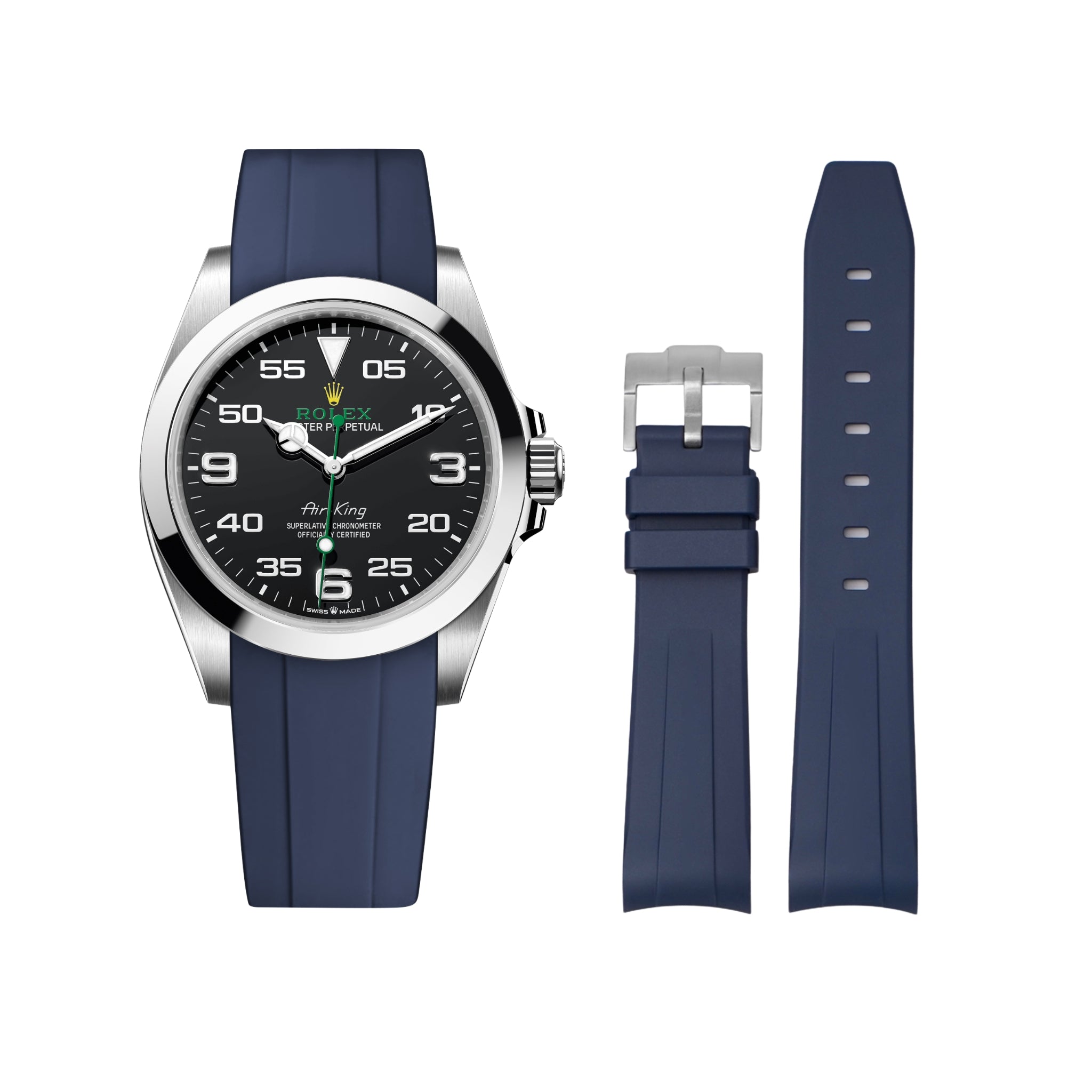 Rubber Strap - For Rolex Air - King - Navy Blue - Helvetus