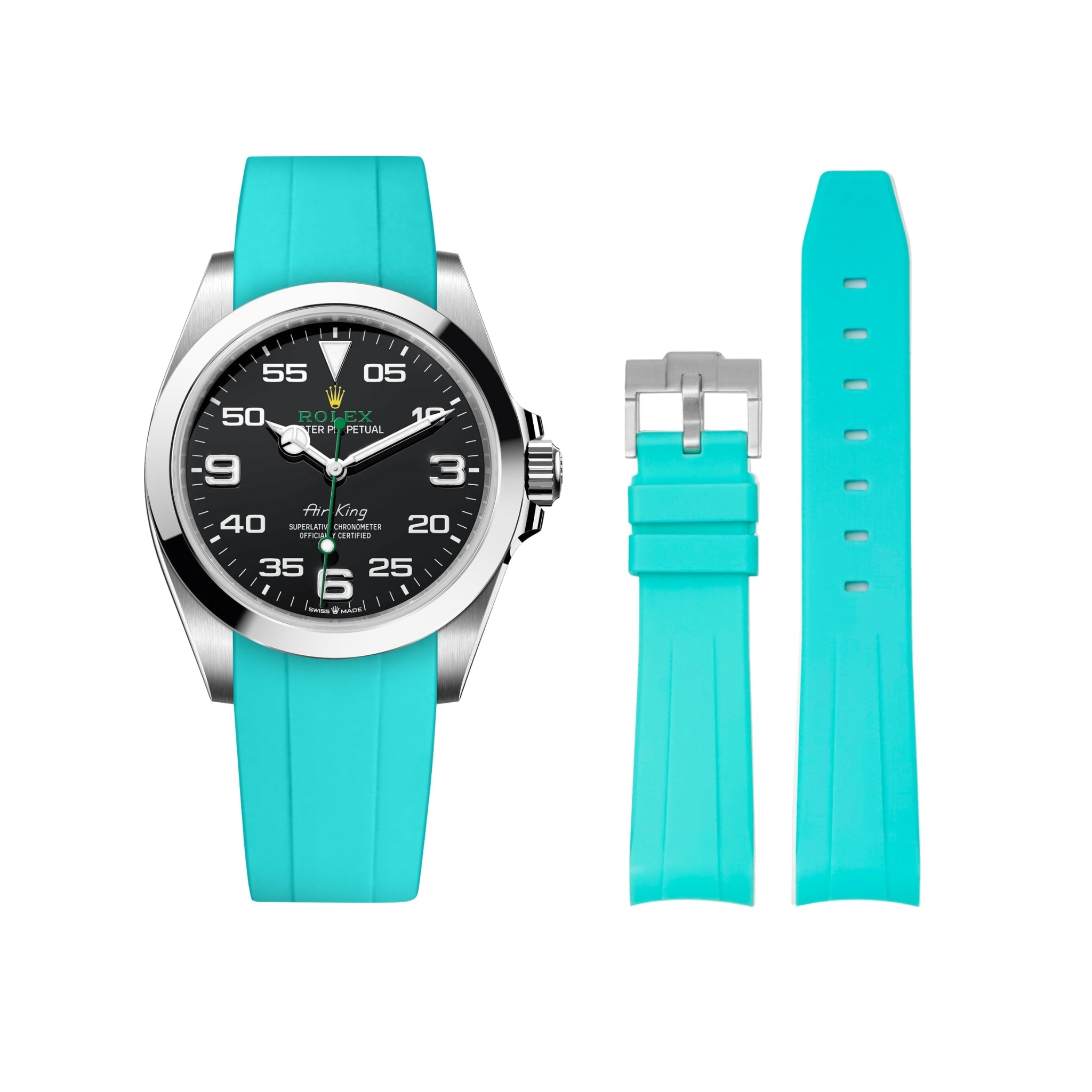 Rubber Strap - For Rolex Air - King - Turquoise - Helvetus