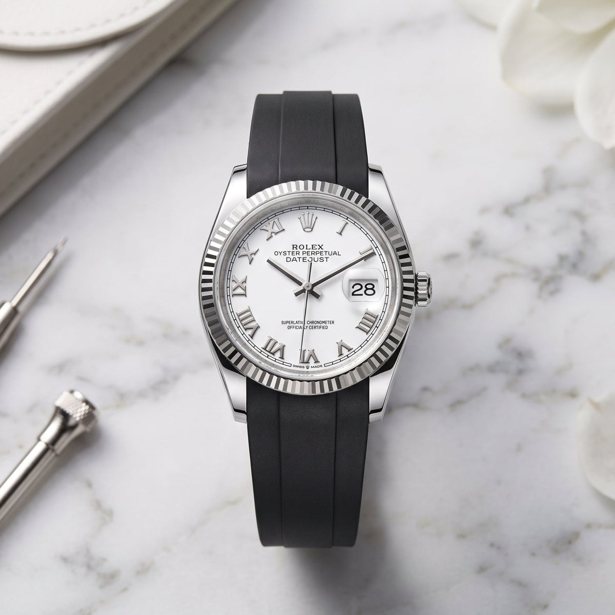 Rubber Strap - For Rolex Datejust 36 - Black - Helvetus