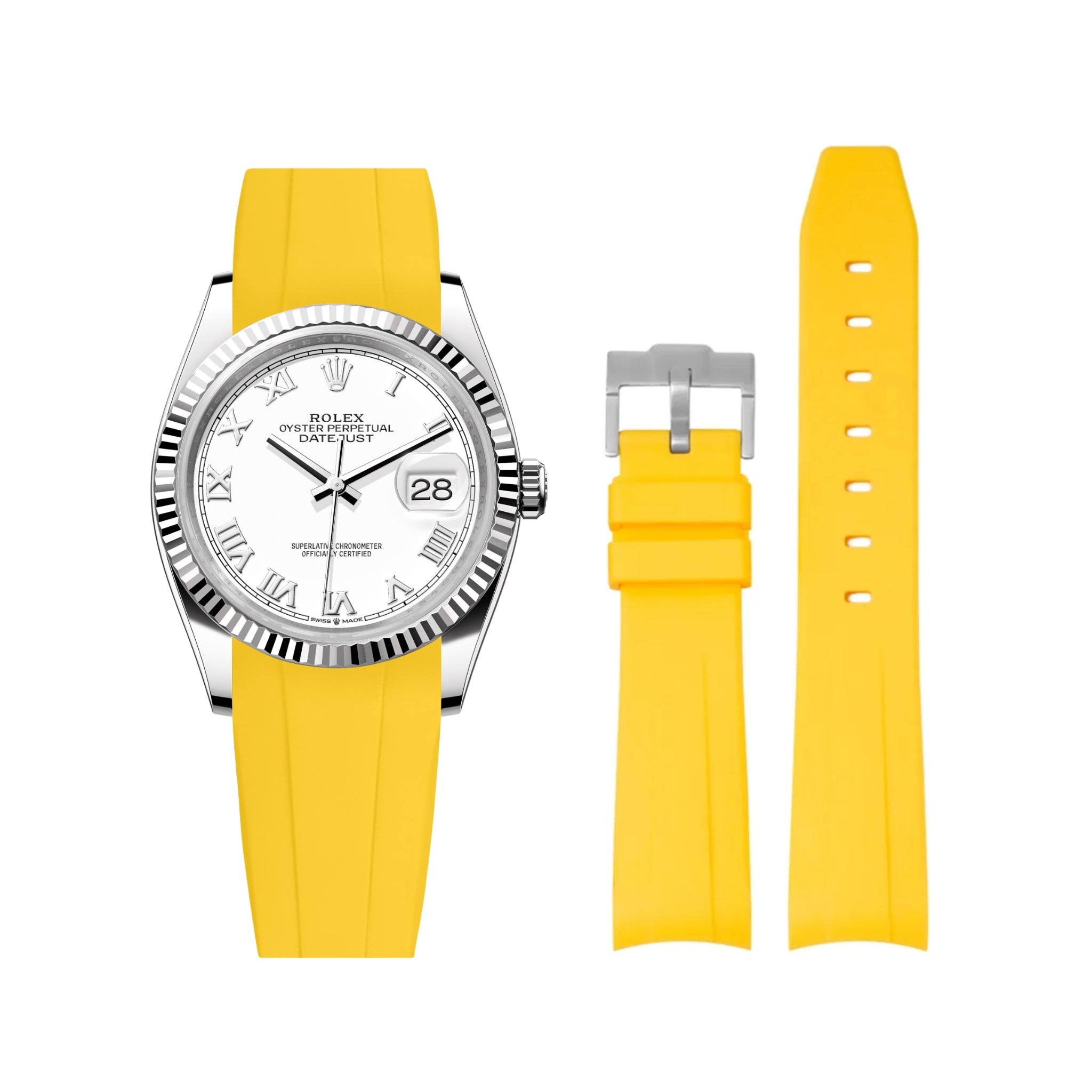 Rubber Strap - For Rolex Datejust 36 - Yellow - Helvetus