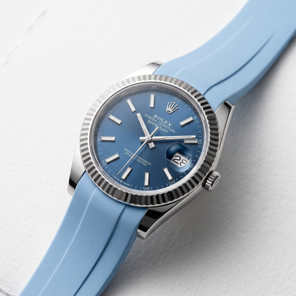 Rubber Strap - For Rolex Datejust 41mm - Baby Blue - Helvetus