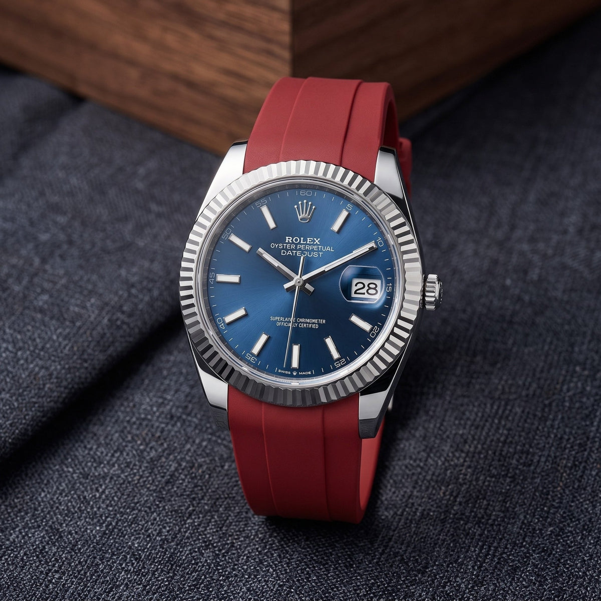 Rubber Strap - For Rolex Datejust 41mm - Bordeaux - Helvetus