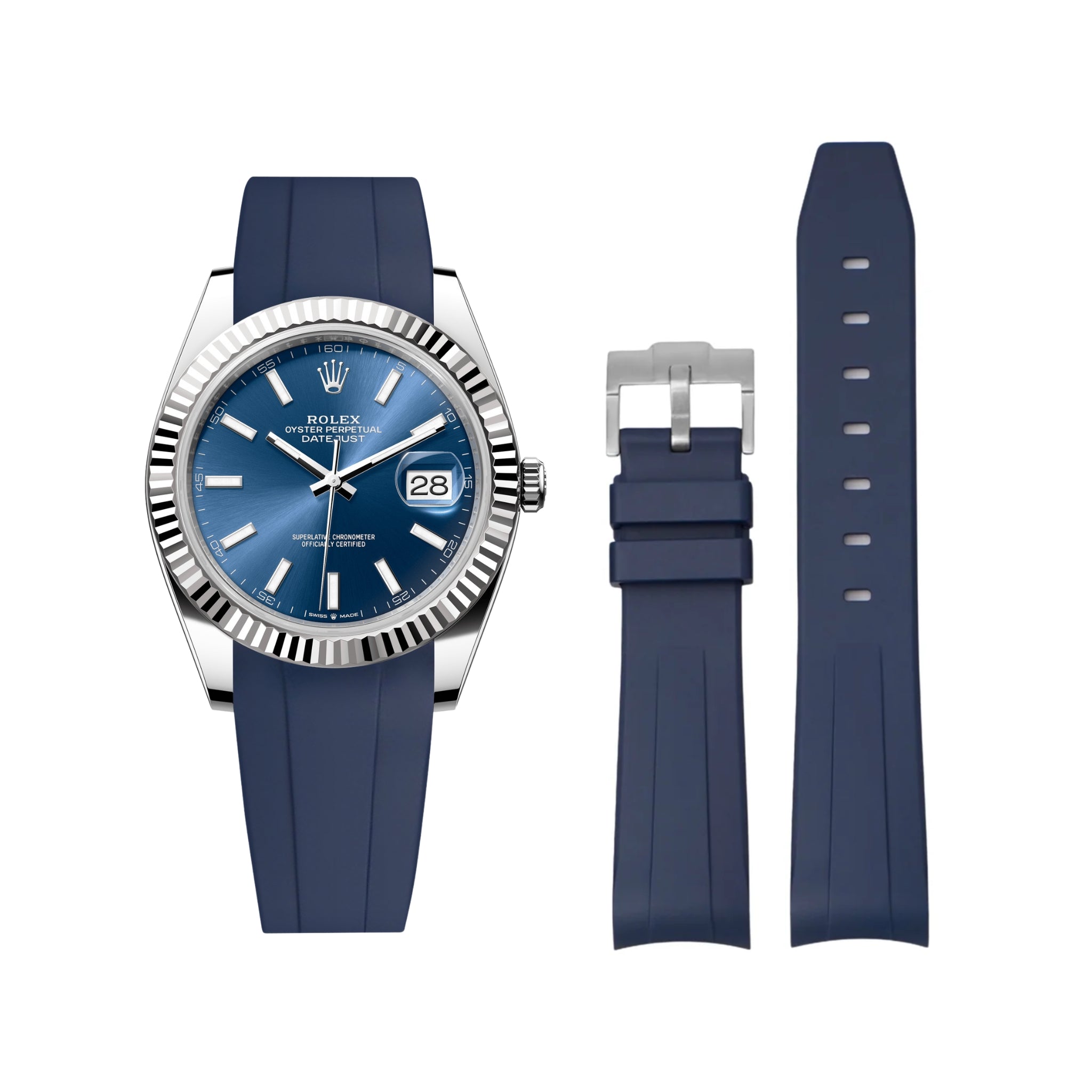 Rubber Strap - For Rolex Datejust 41mm - Navy Blue - Helvetus