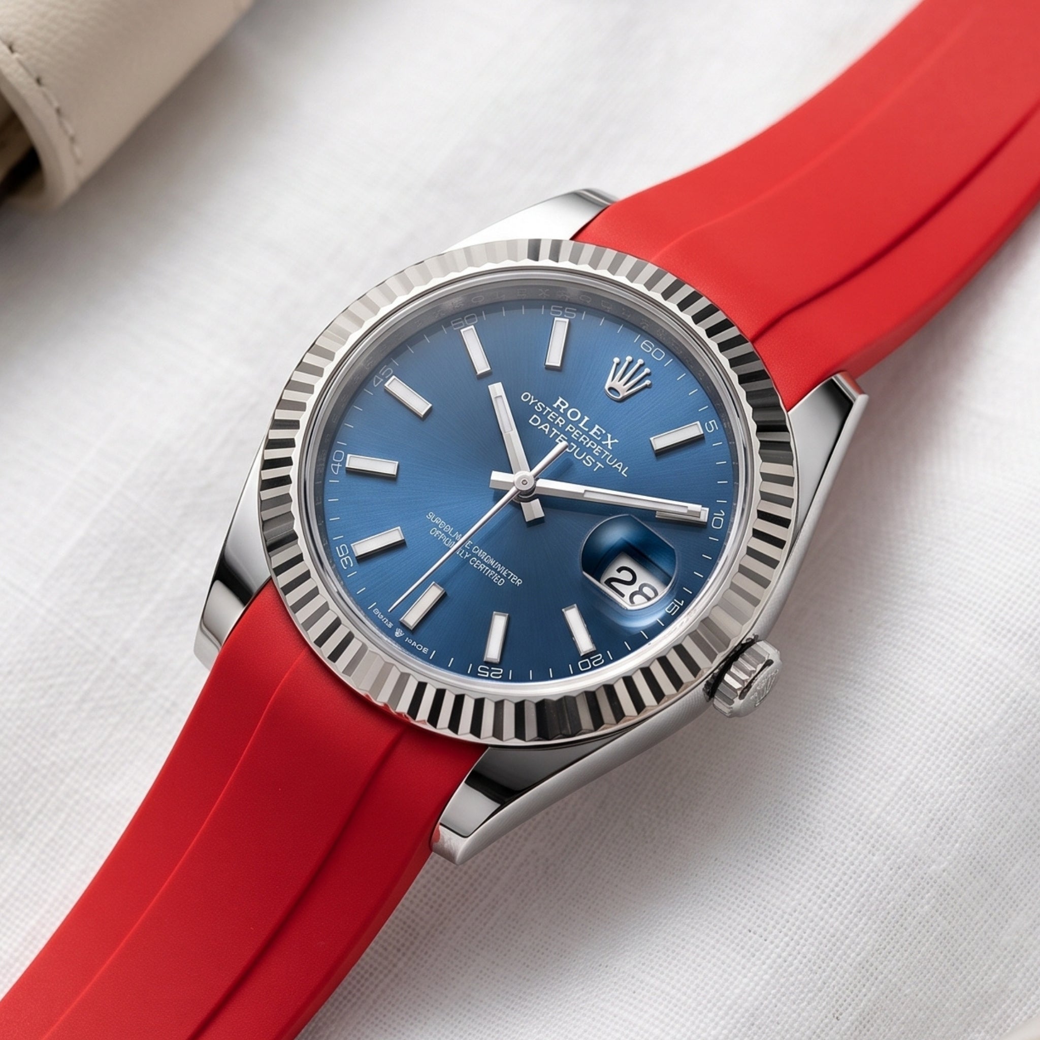Rubber Strap - For Rolex Datejust 41mm - Red - Helvetus