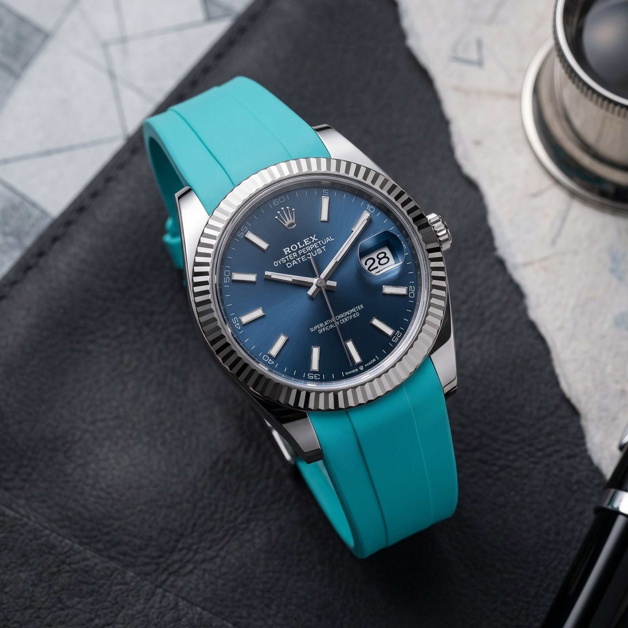 Rubber Strap - For Rolex Datejust 41mm - Turquoise - Helvetus