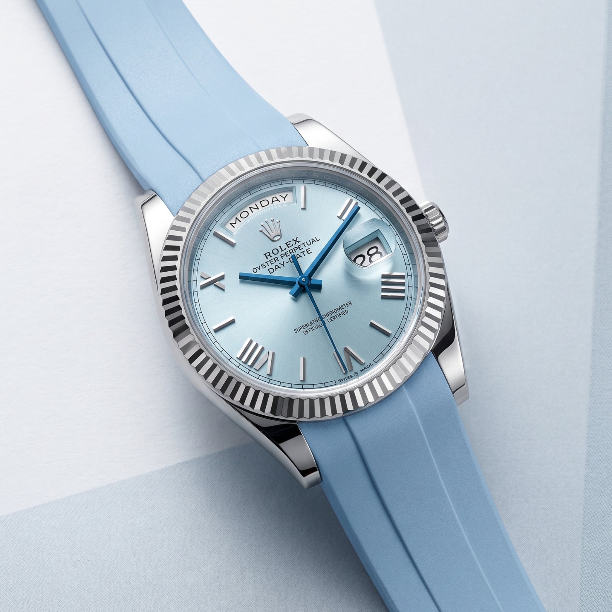 Rubber Strap - For Rolex Day-Date 36mm - Baby Blue - Helvetus