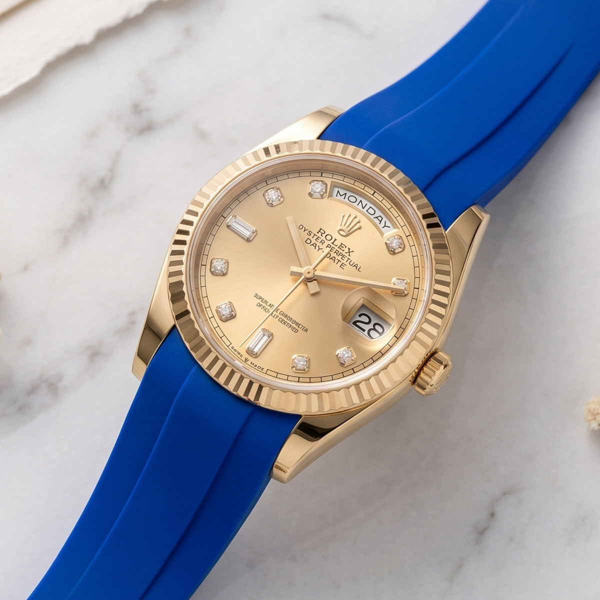 Rubber Strap - For Rolex Day-Date 36mm - Blue - Helvetus