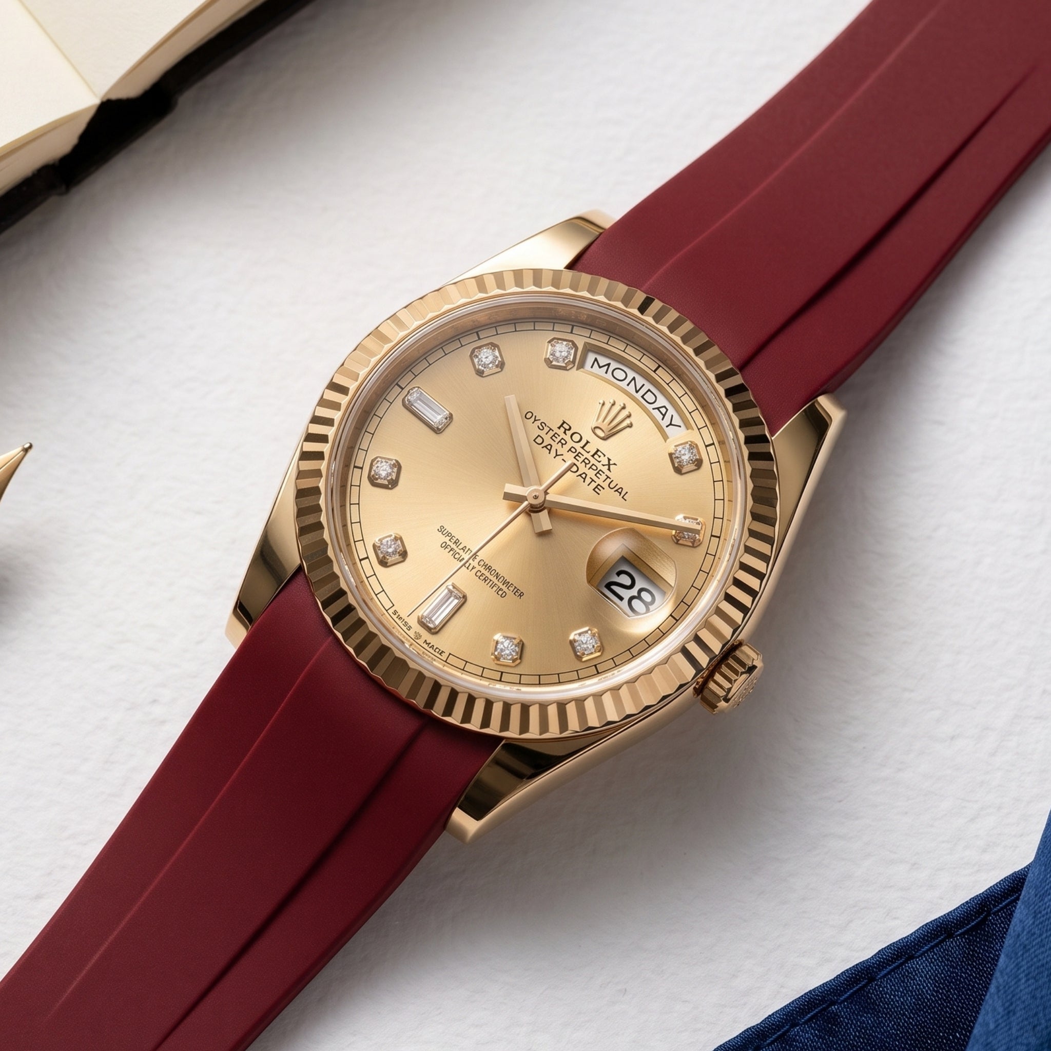Rubber Strap - For Rolex Day-Date 36mm - Bordeaux - Helvetus
