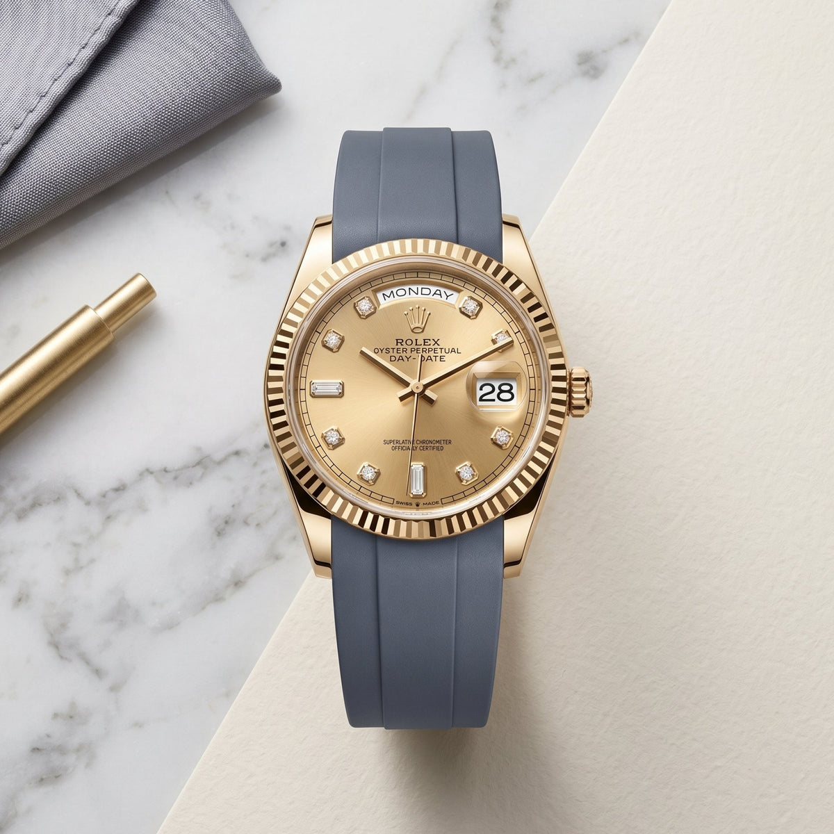 Rubber Strap - For Rolex Day-Date 36mm - Grey - Helvetus
