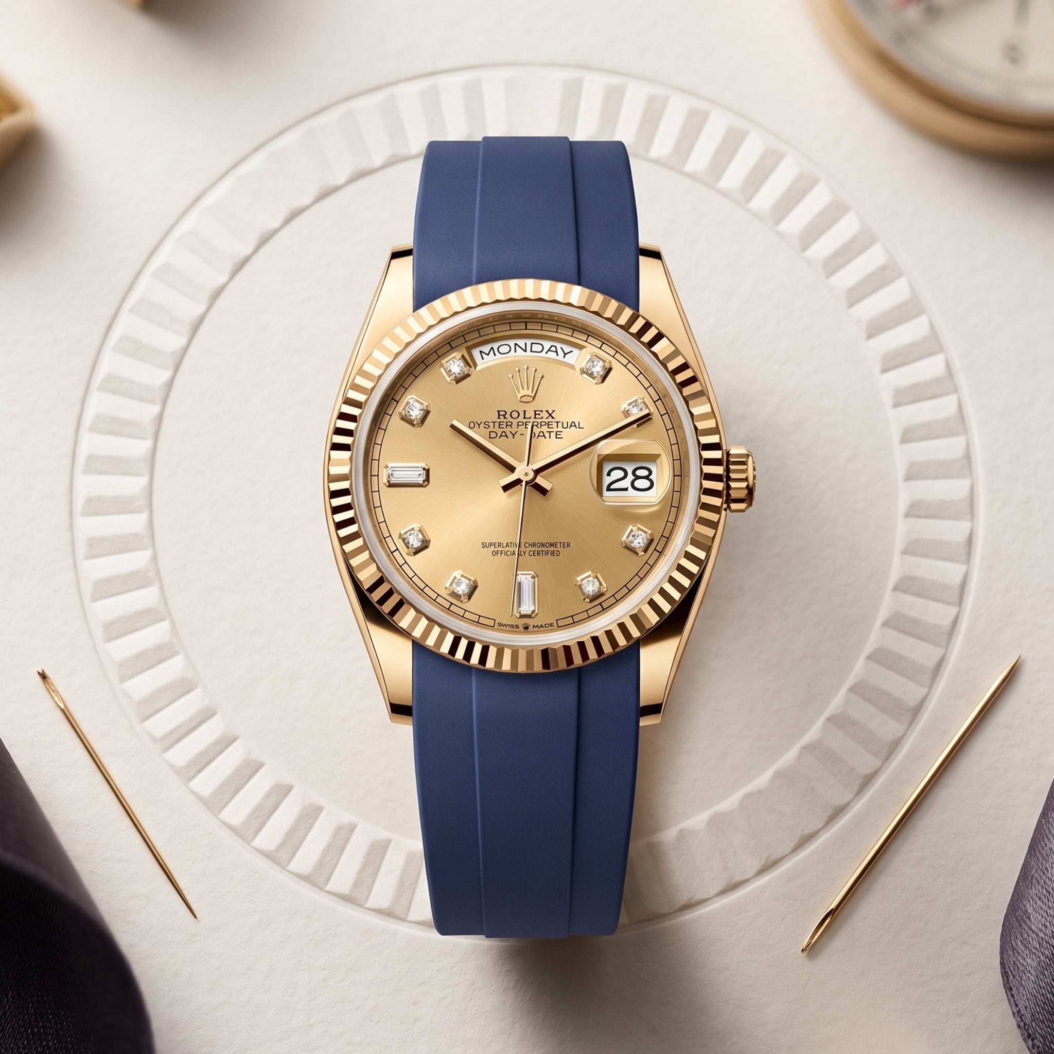 Rubber Strap - For Rolex Day-Date 36mm - Navy Blue - Helvetus