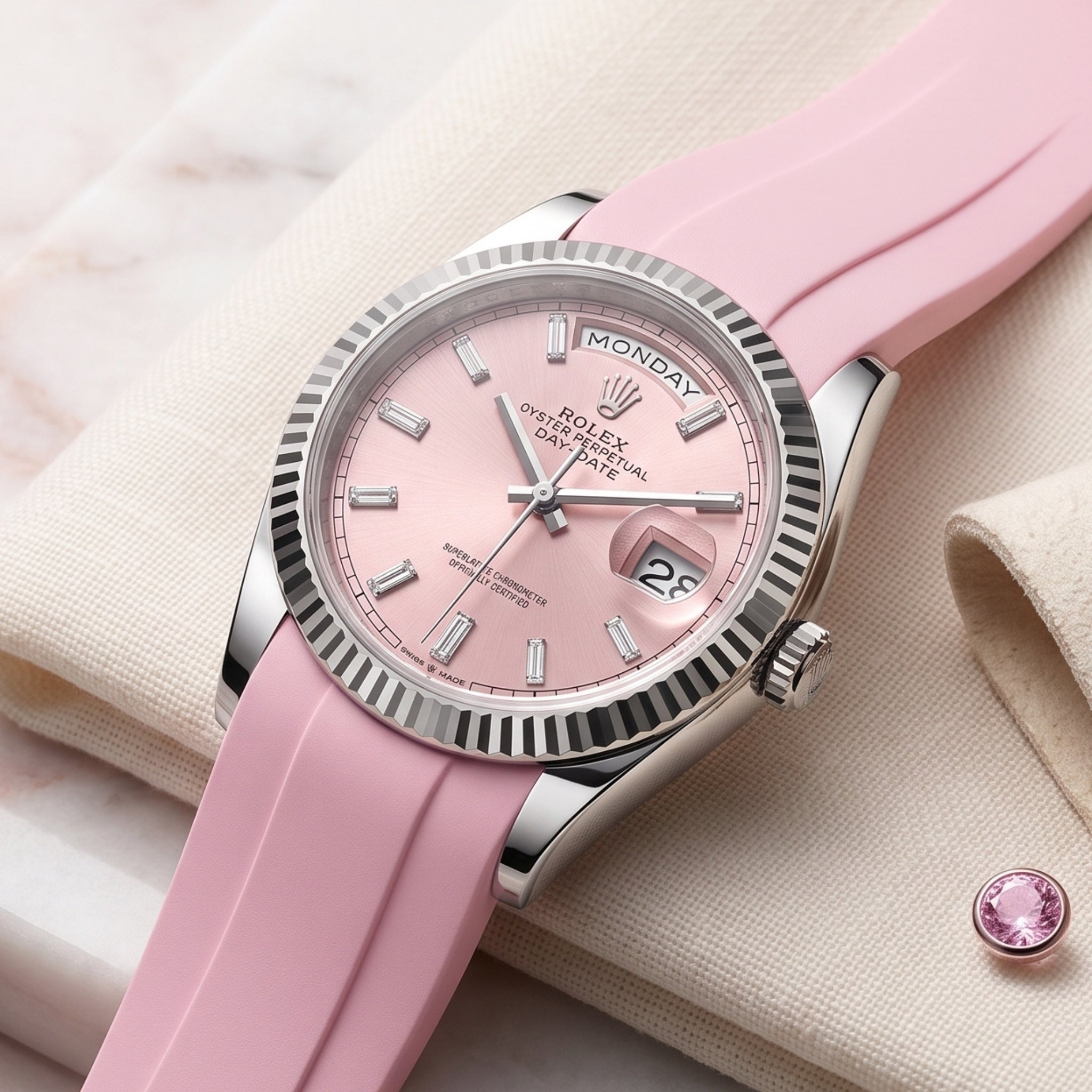 Rubber Strap - For Rolex Day-Date 36mm - Pink - Helvetus