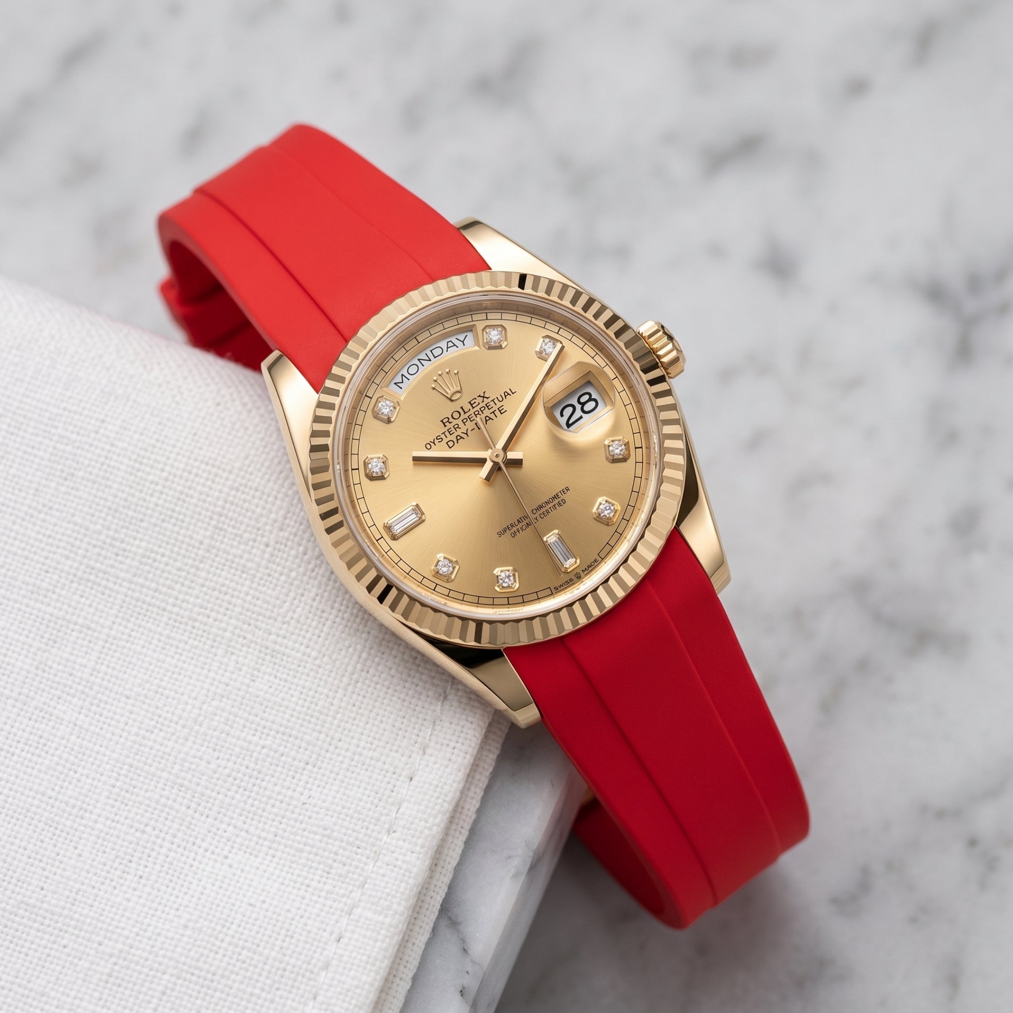 Rubber Strap - For Rolex Day-Date 36mm - Red - Helvetus