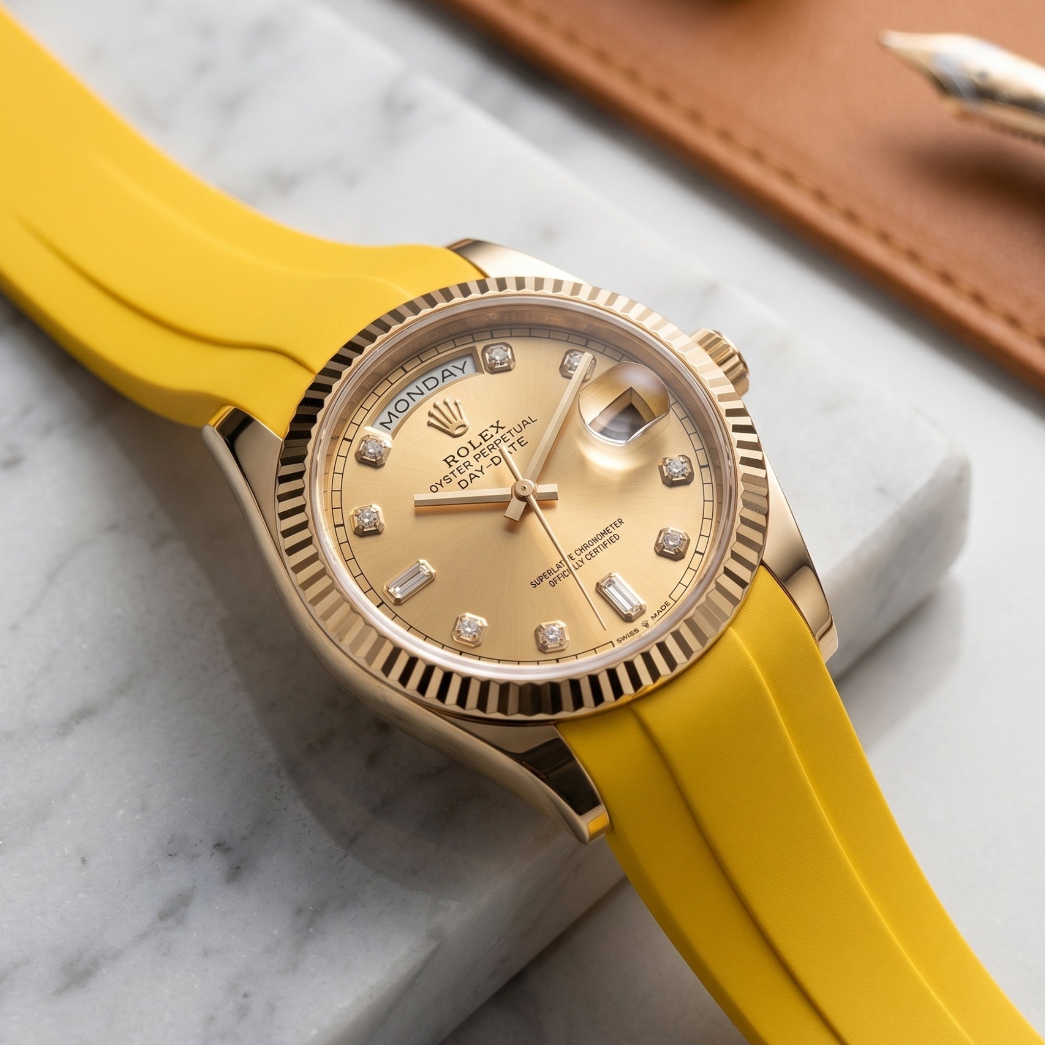 Rubber Strap - For Rolex Day-Date 36mm - Yellow - Helvetus