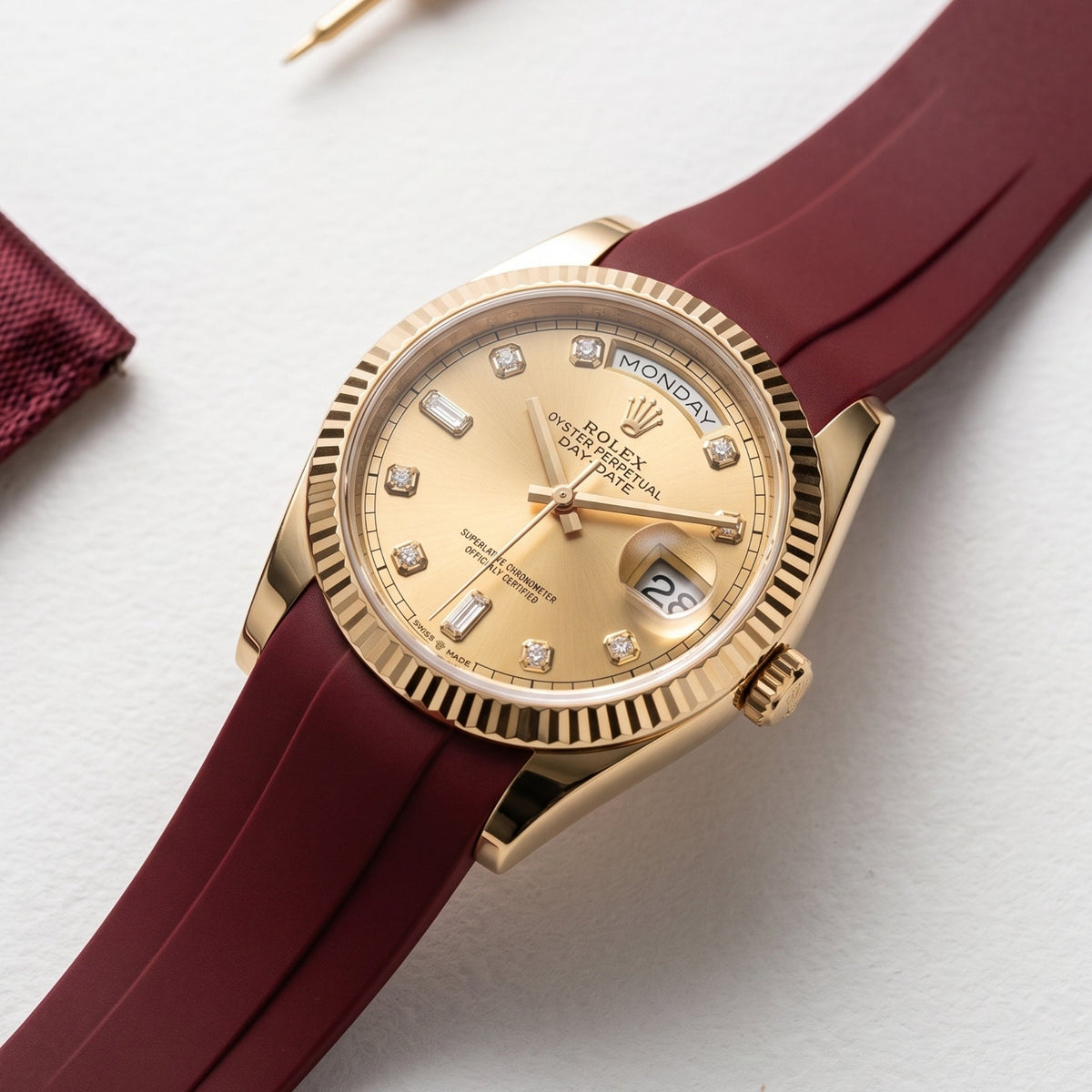 Rubber Strap - For Rolex Day-Date 40 - Bordeaux - Helvetus