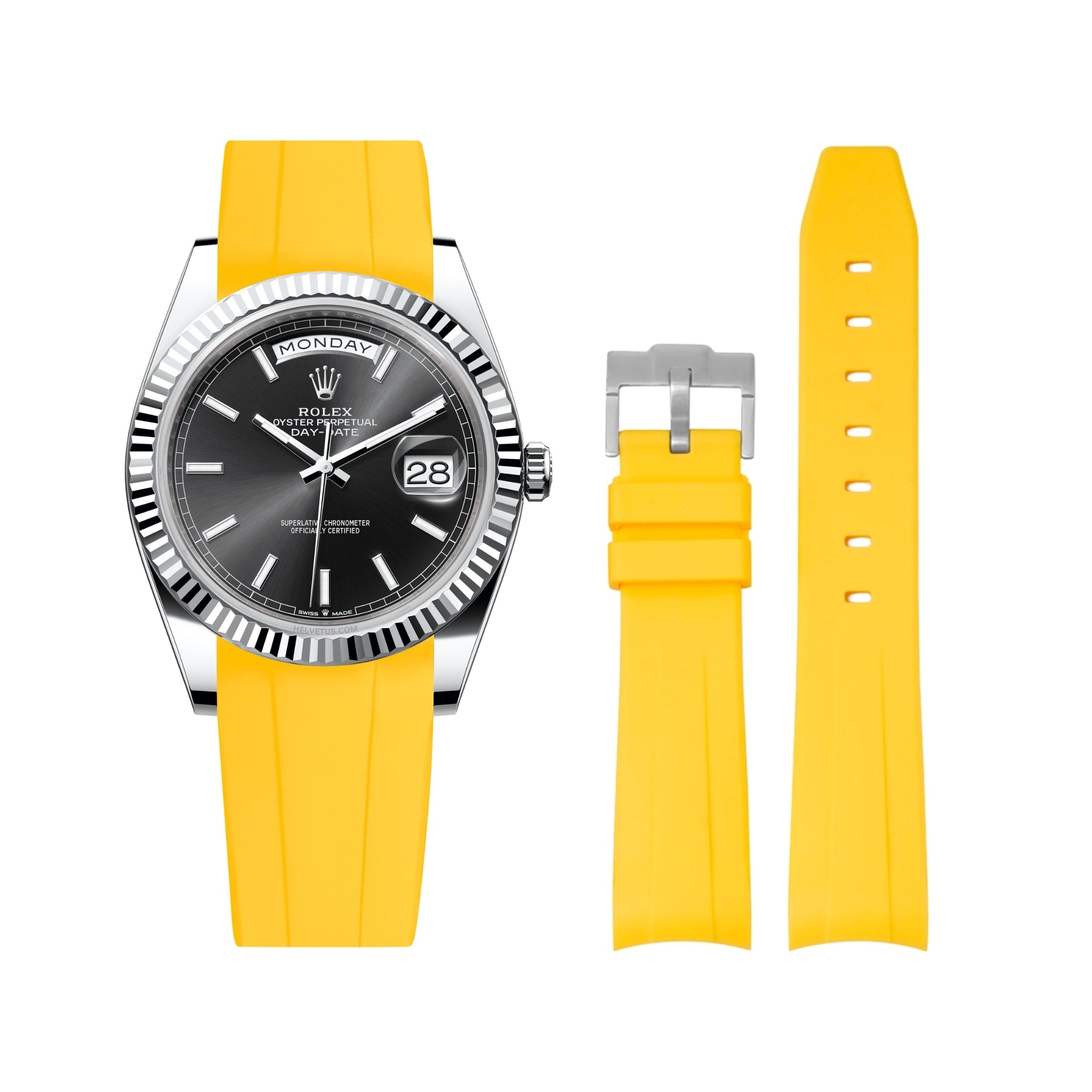 Rubber Strap - For Rolex Day - Date 40 - Yellow - Helvetus