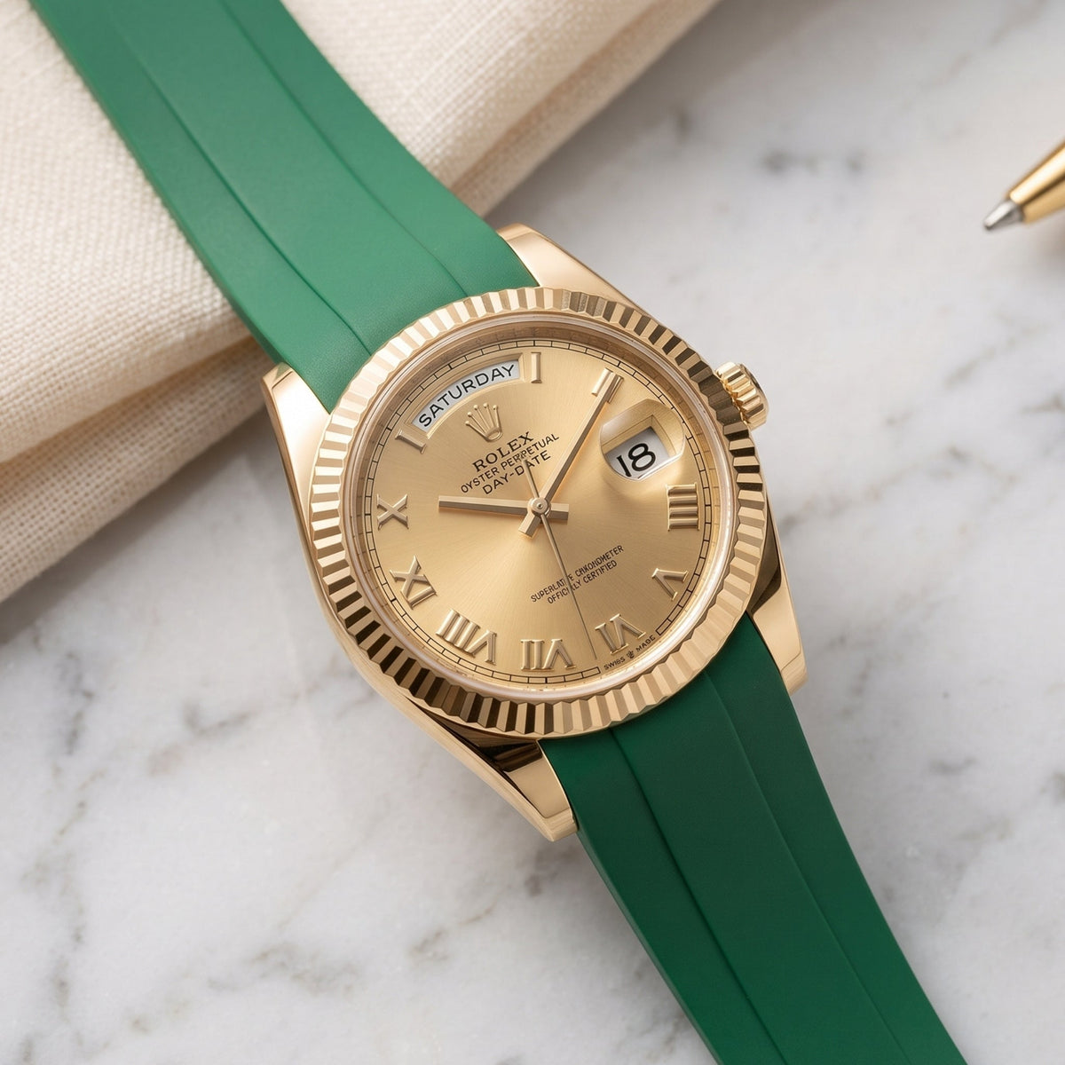 Rubber Strap - For Rolex Day-Date II 41mm - Green - Helvetus
