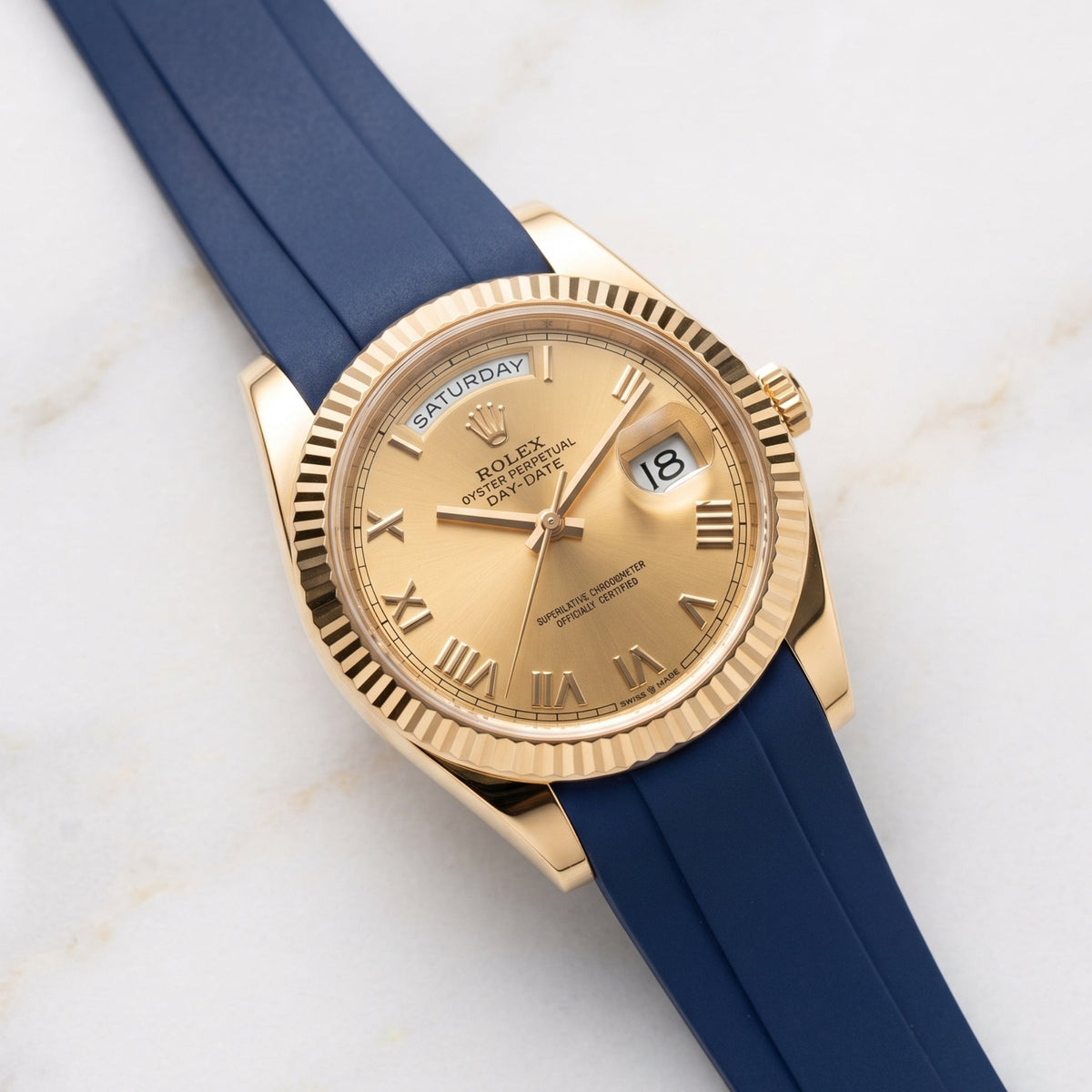Rubber Strap - For Rolex Day-Date II 41mm - Navy Blue - Helvetus