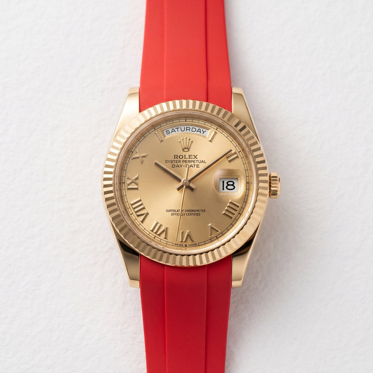 Rubber Strap - For Rolex Day-Date II 41mm - Red - Helvetus