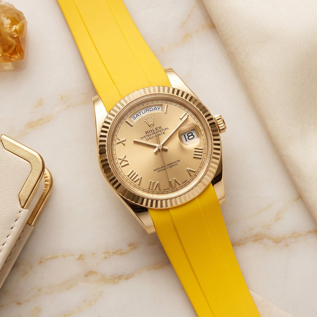 Rubber Strap - For Rolex Day-Date II 41mm - Yellow - Helvetus