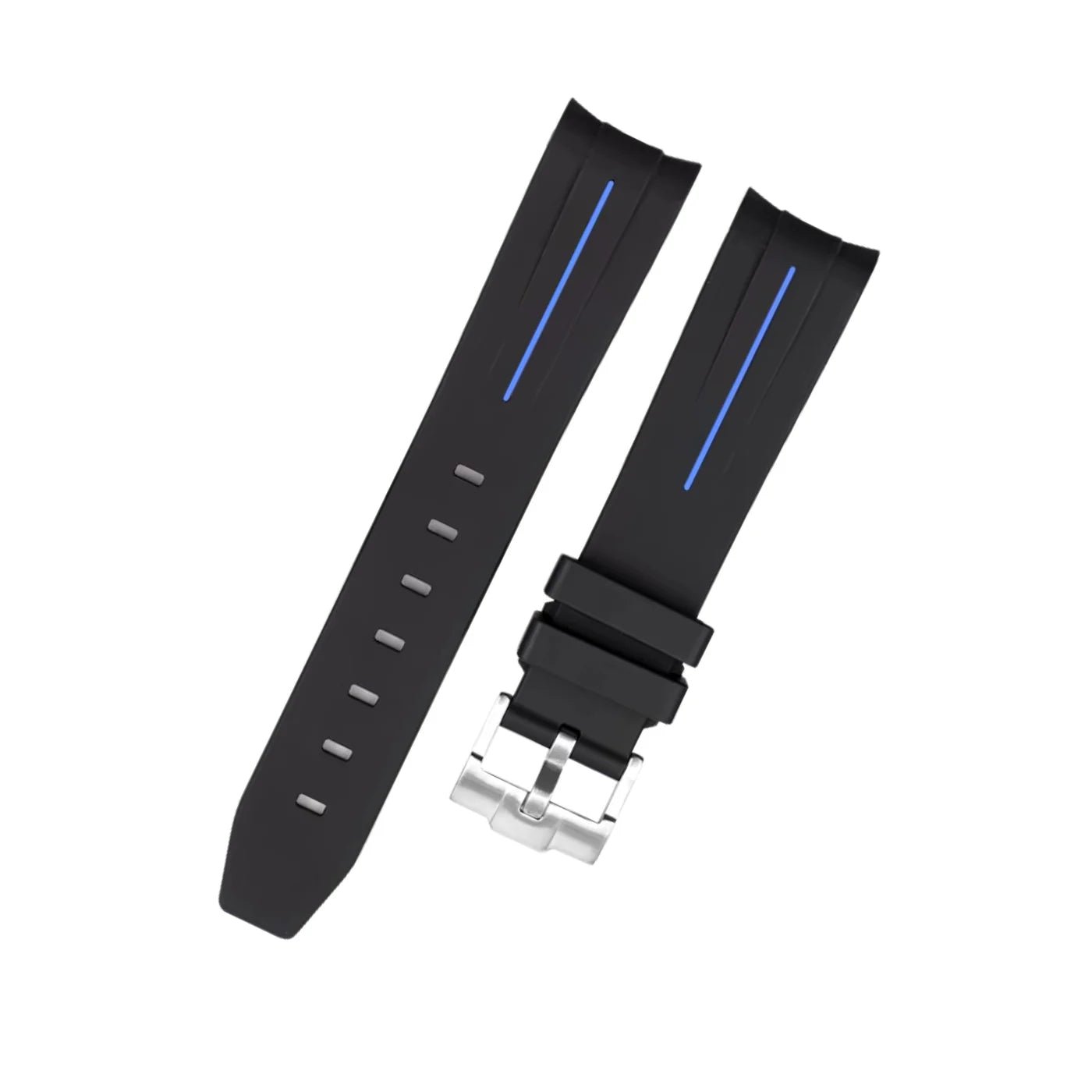 Rubber Strap - For Rolex Daytona - Black w/Blue Line | LuxLine® - Helvetus