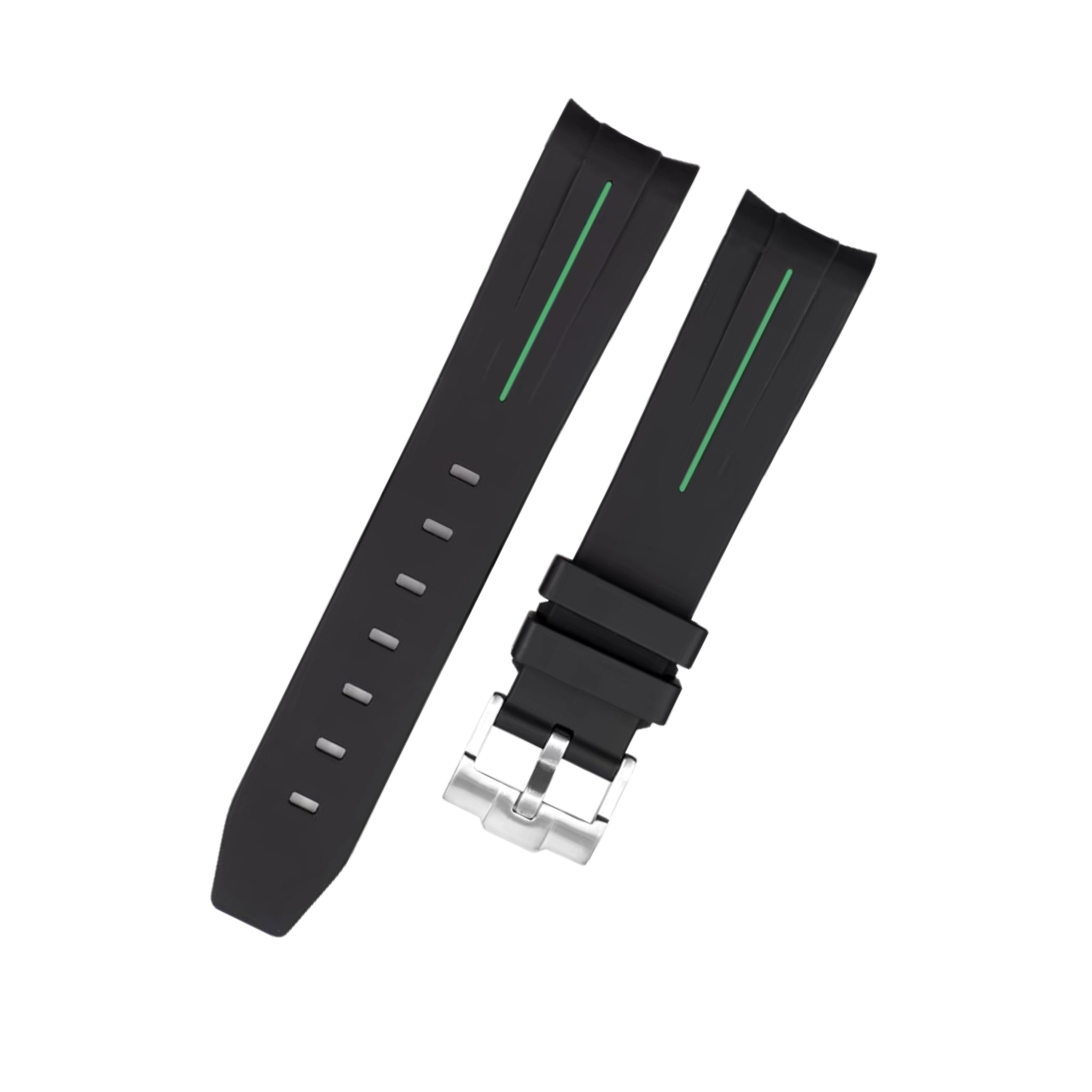 Rubber Strap - For Rolex Daytona - Black w/Green Line | LuxLine® - Helvetus