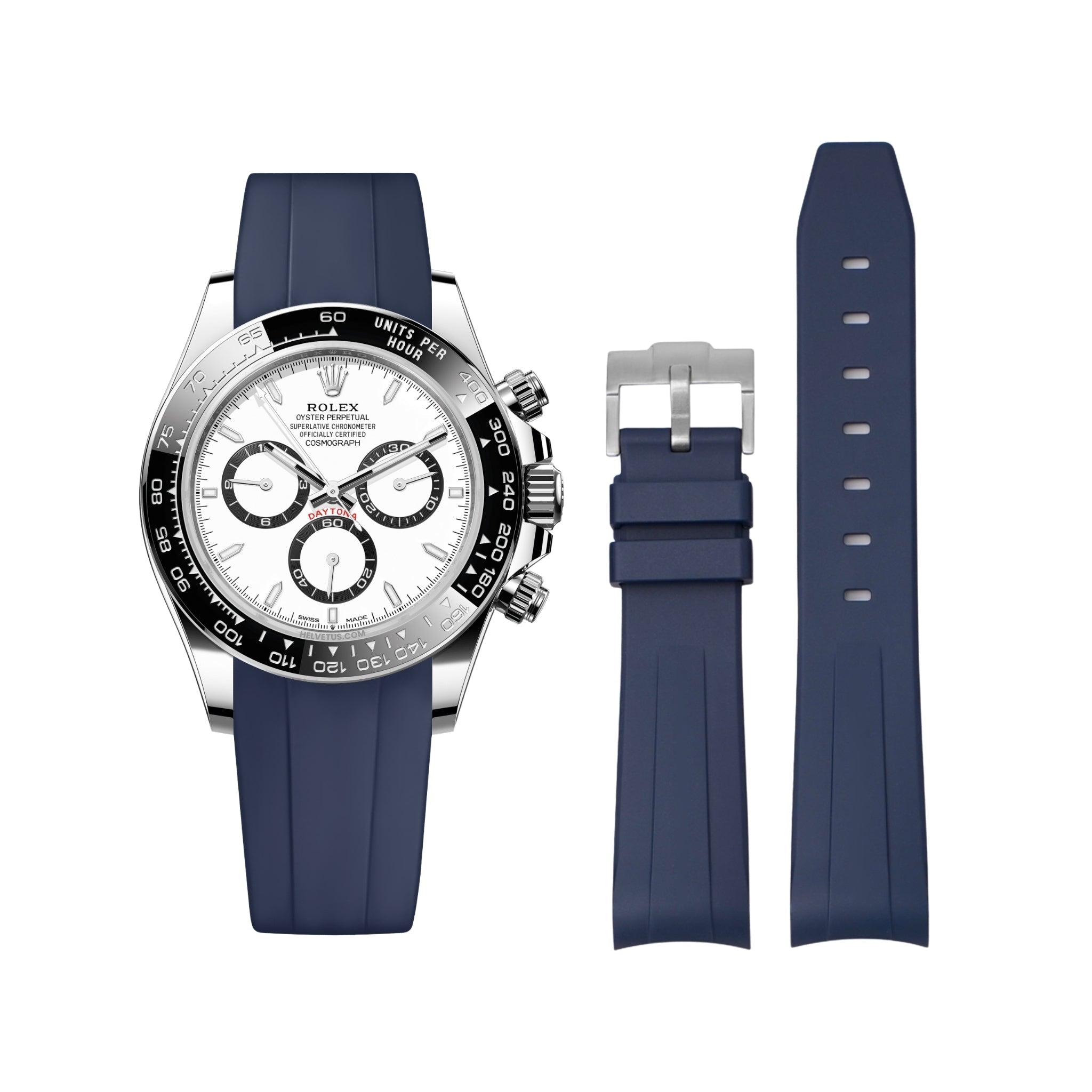 Rubber Strap - For Rolex Daytona - Navy Blue - Helvetus