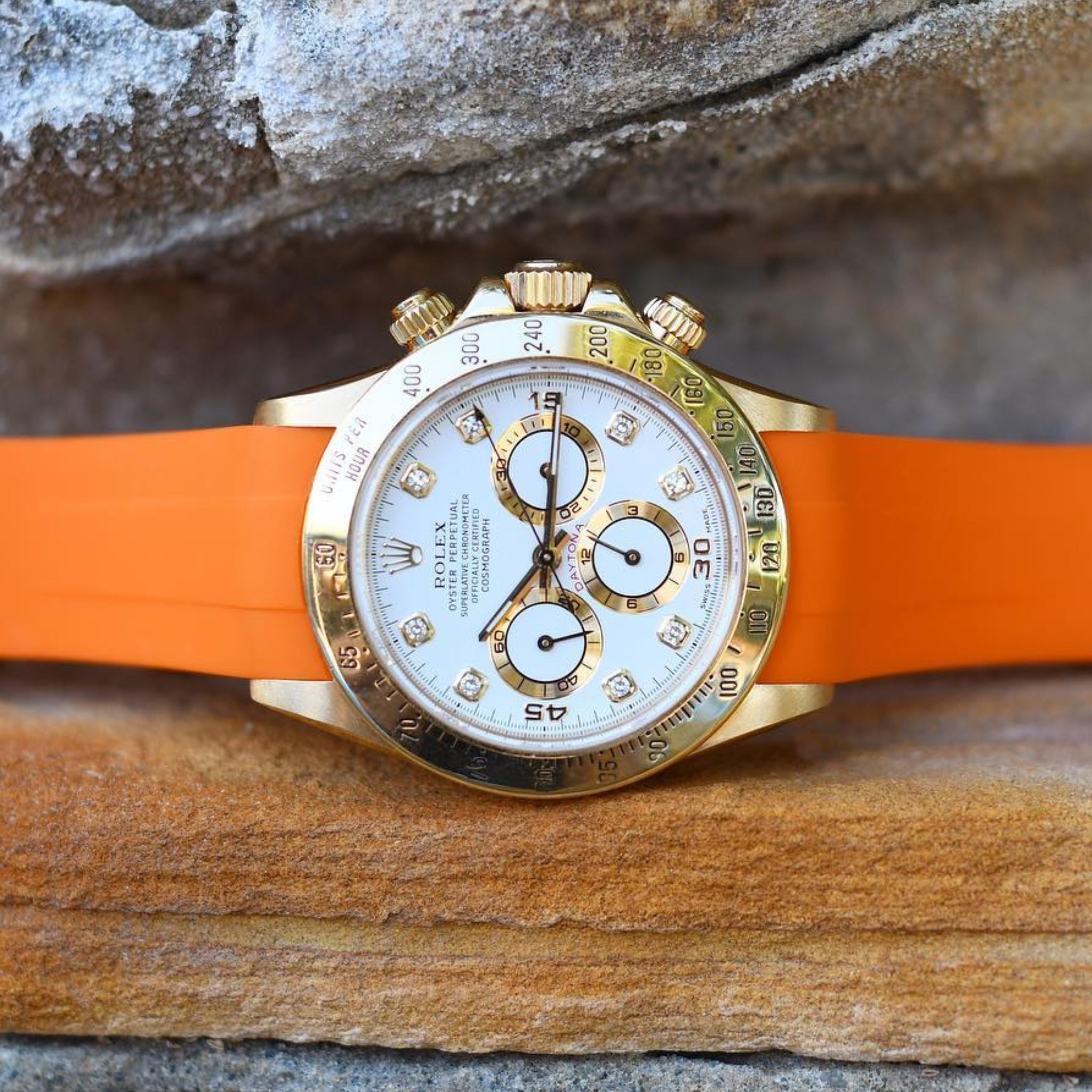 Rubber Strap - For Rolex Daytona - Orange - Helvetus