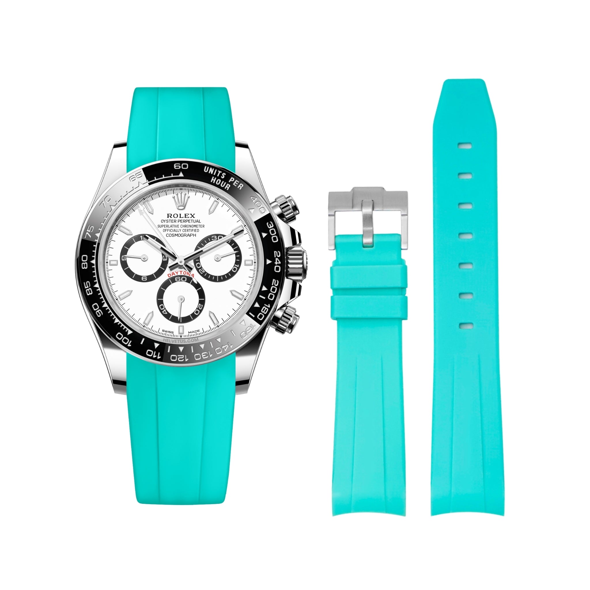 Rubber Strap - For Rolex Daytona - Turquoise - Helvetus