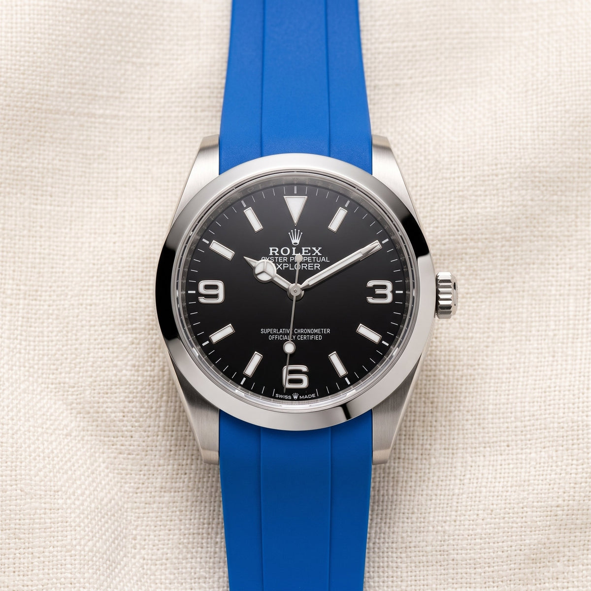 Rubber Strap - For Rolex Explorer I - Blue - Helvetus