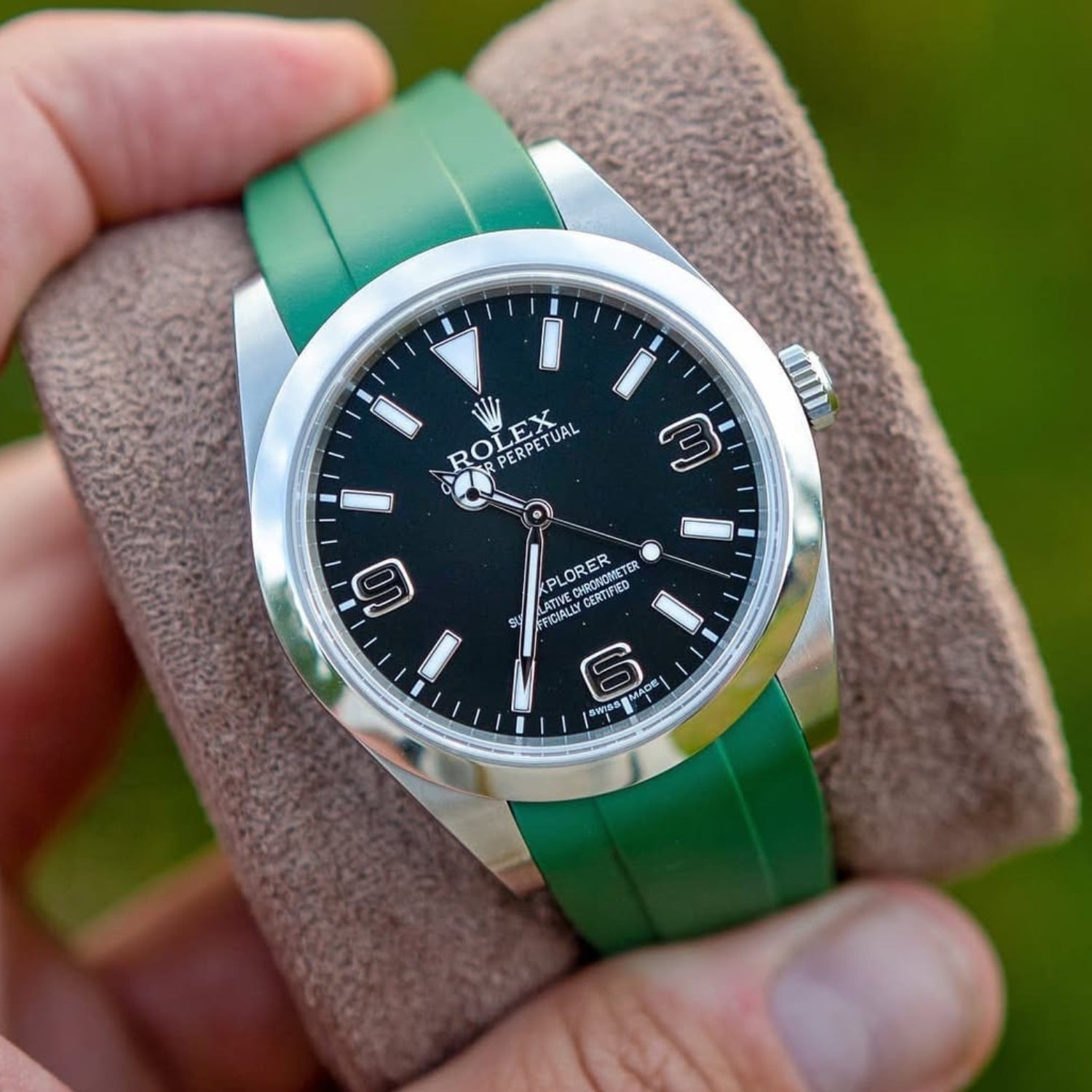 Rubber Strap - For Rolex Explorer I - Green - Helvetus