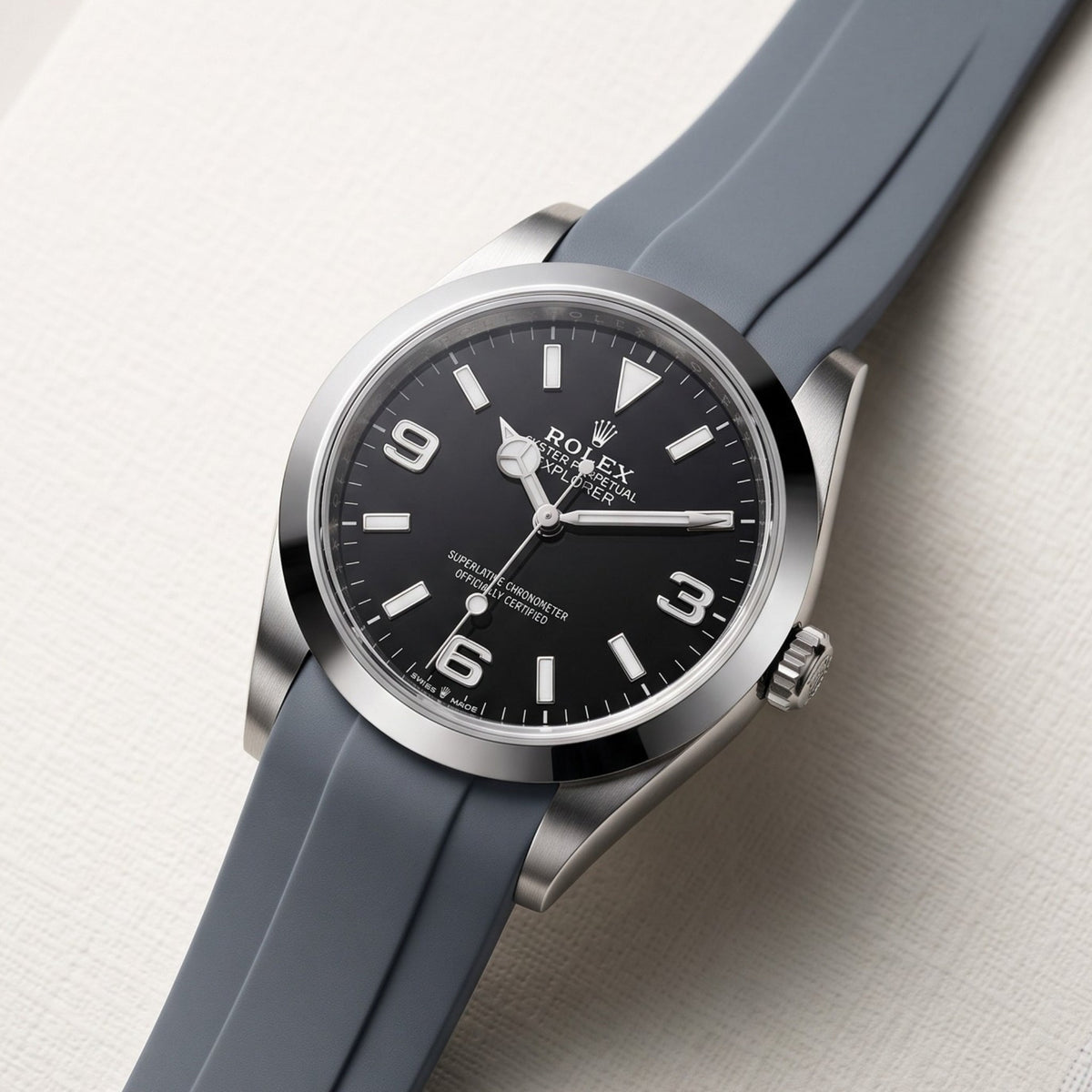 Rubber Strap - For Rolex Explorer I - Grey - Helvetus