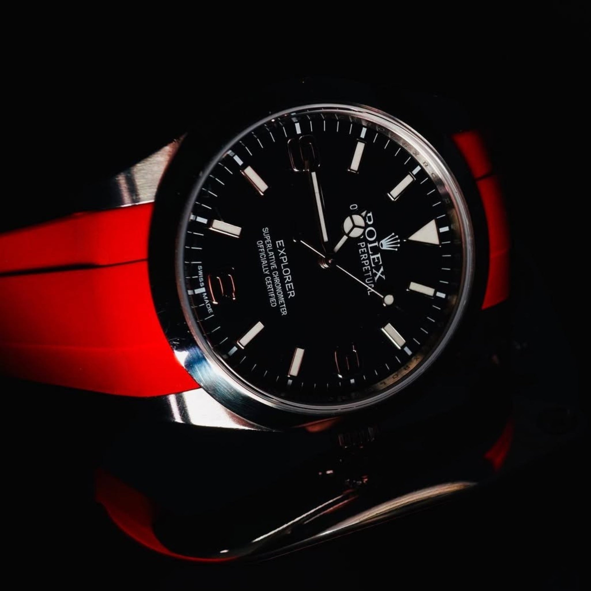 Rubber Strap - For Rolex Explorer I - Red - Helvetus