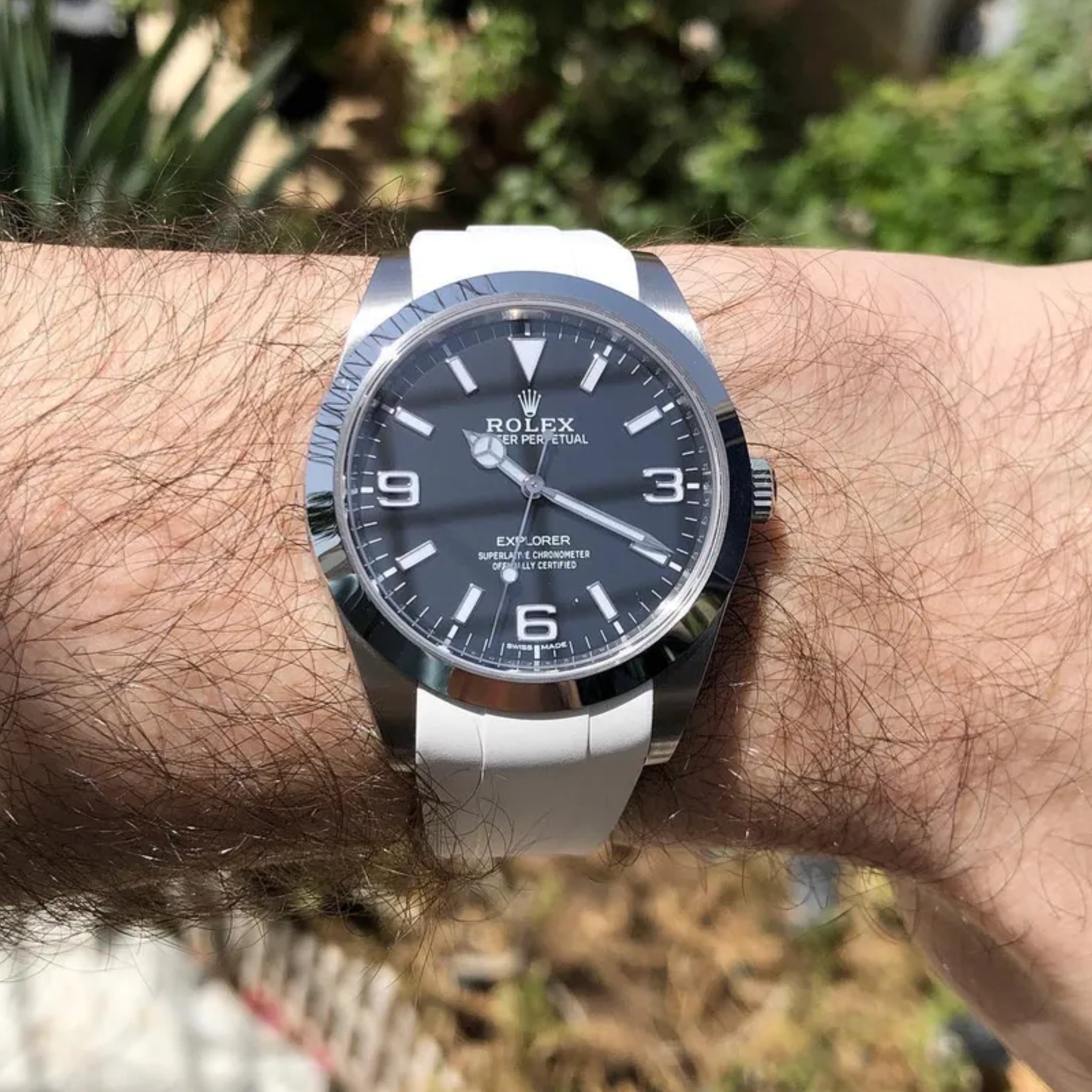 Rubber Strap - For Rolex Explorer I - White - Helvetus