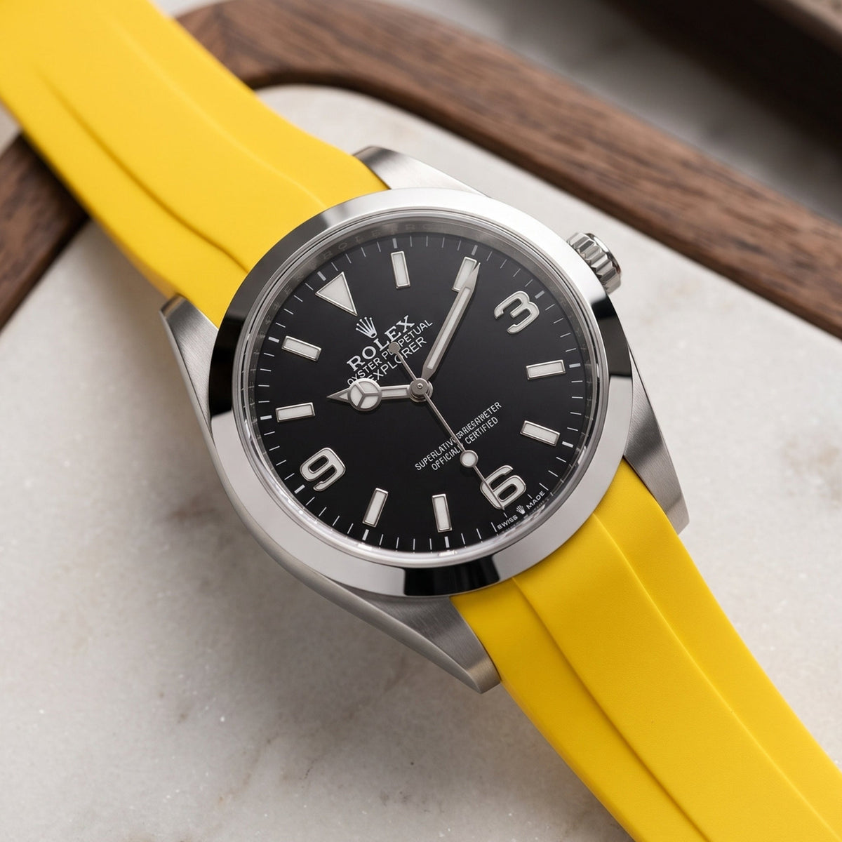 Rubber Strap - For Rolex Explorer I - Yellow - Helvetus