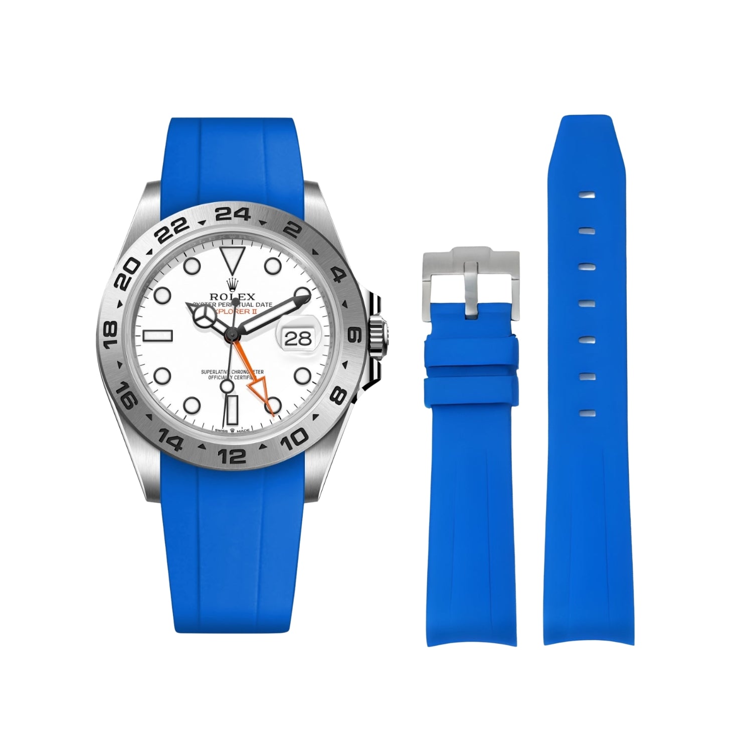 Rubber Strap - For Rolex Explorer II - Blue - Helvetus