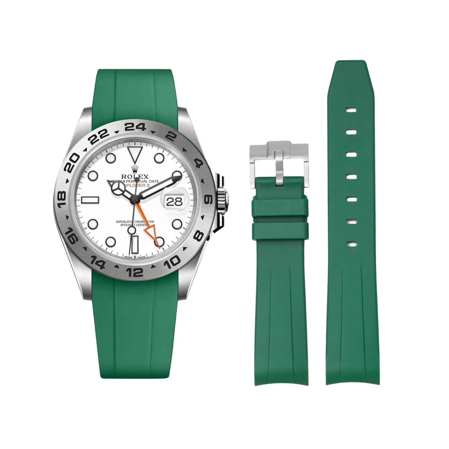 Rubber Strap - For Rolex Explorer II - Green - Helvetus