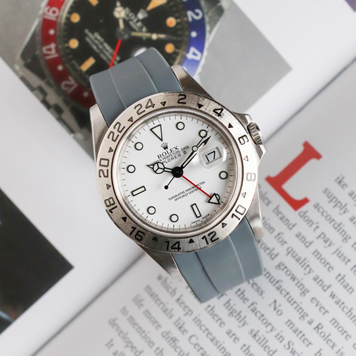 Rubber Strap - For Rolex Explorer II - Grey - Helvetus