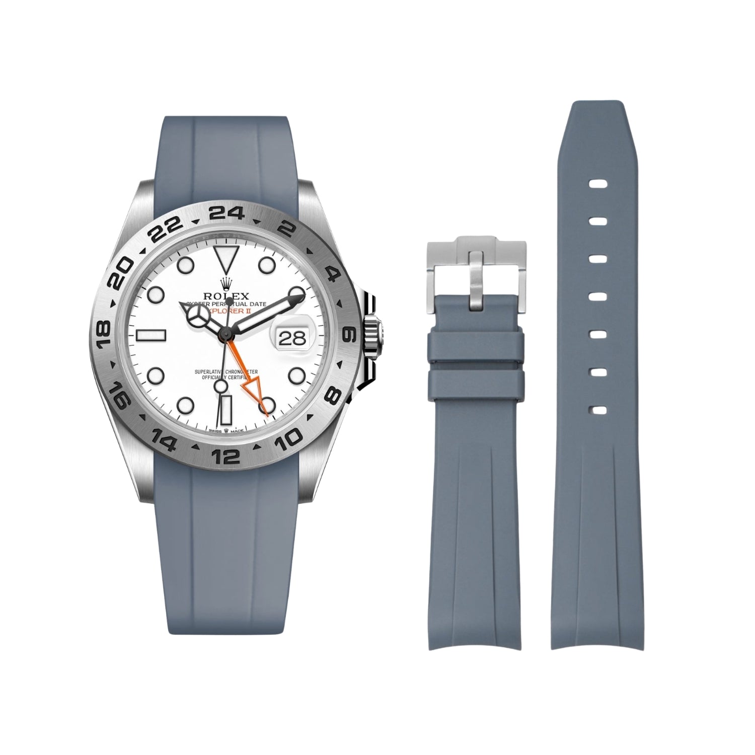 Rubber Strap - For Rolex Explorer II - Grey - Helvetus