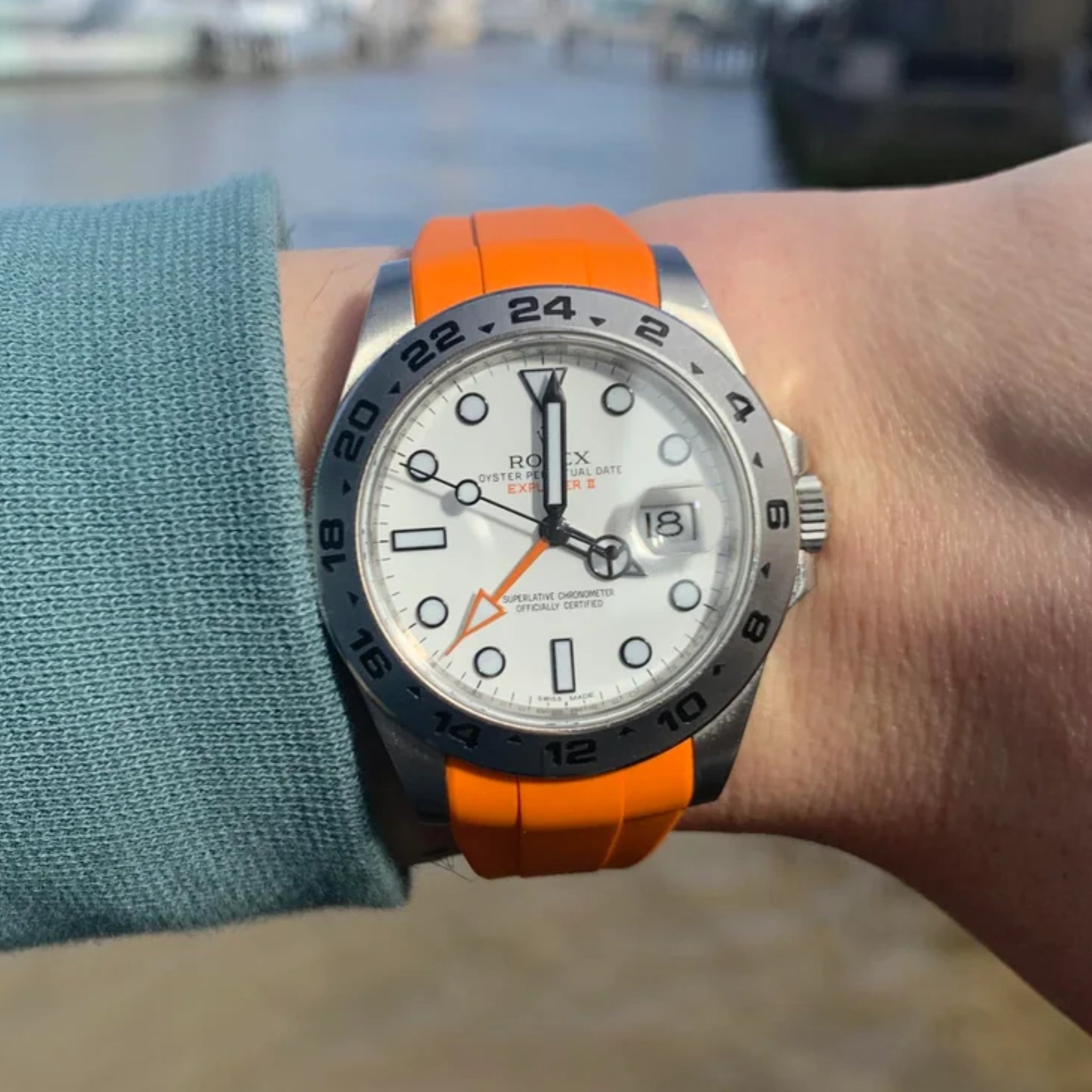 Rubber Strap - For Rolex Explorer II - Orange - Helvetus