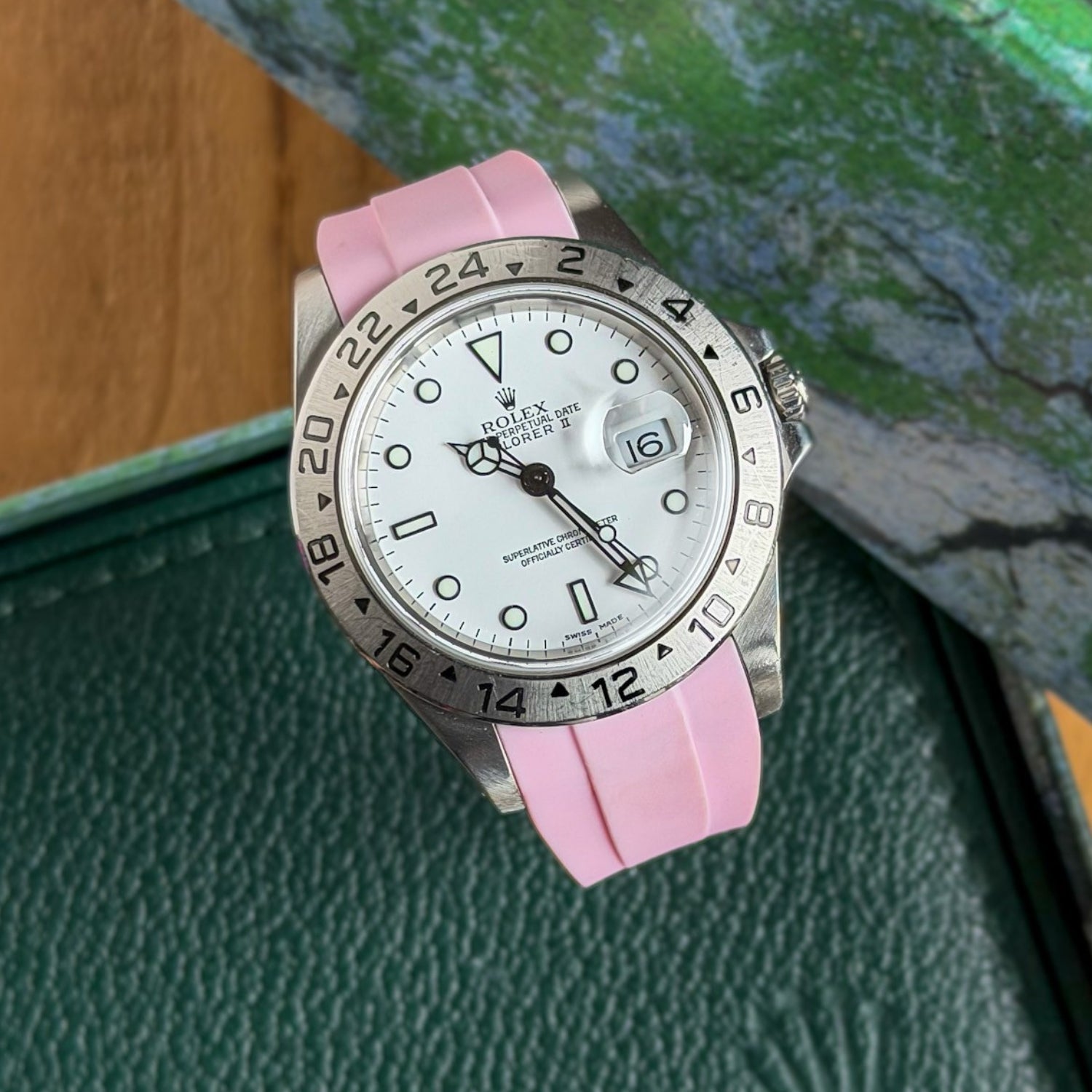 Rubber Strap - For Rolex Explorer II - Pink - Helvetus