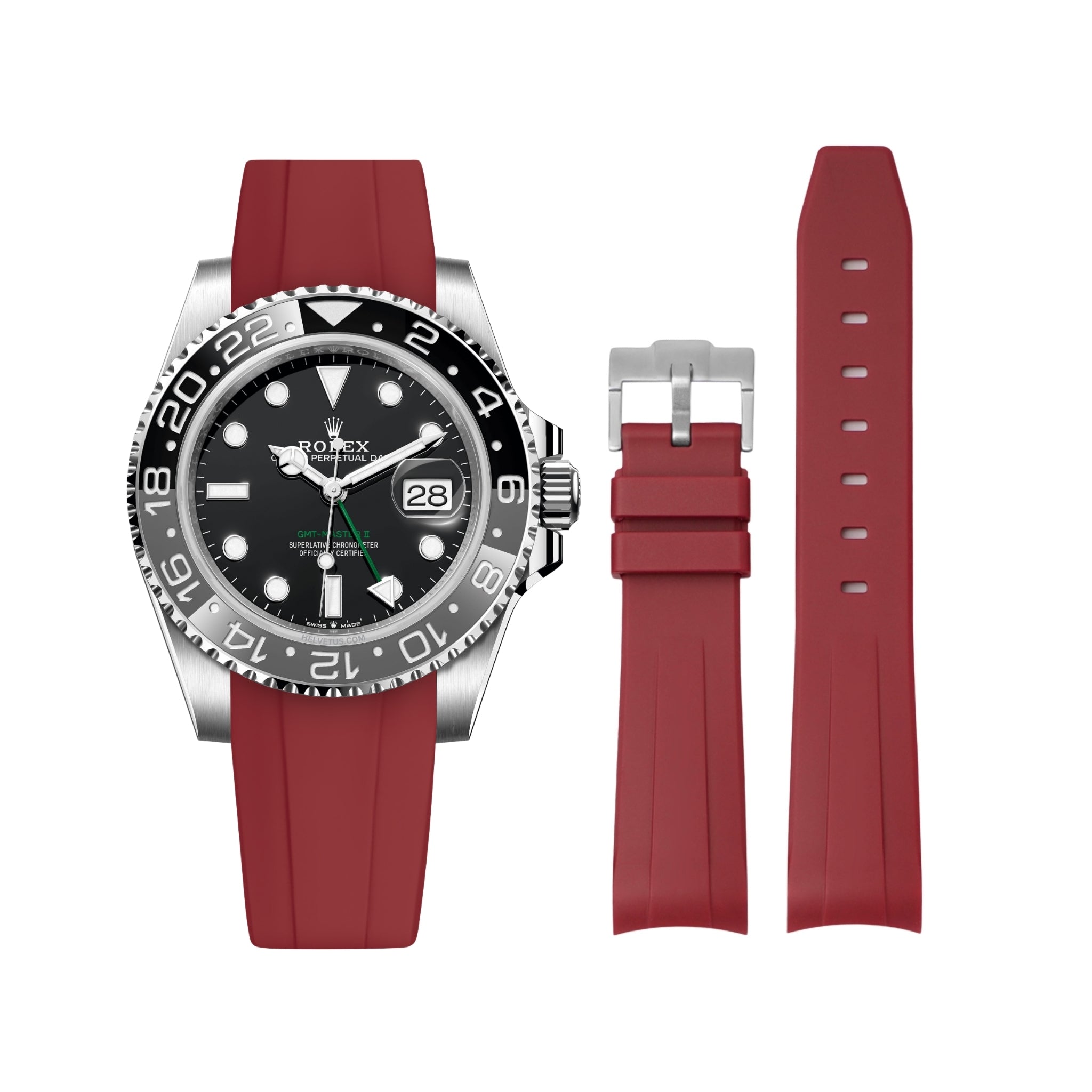 Rubber Strap - For Rolex GMT - Master II - Bordeaux - Helvetus