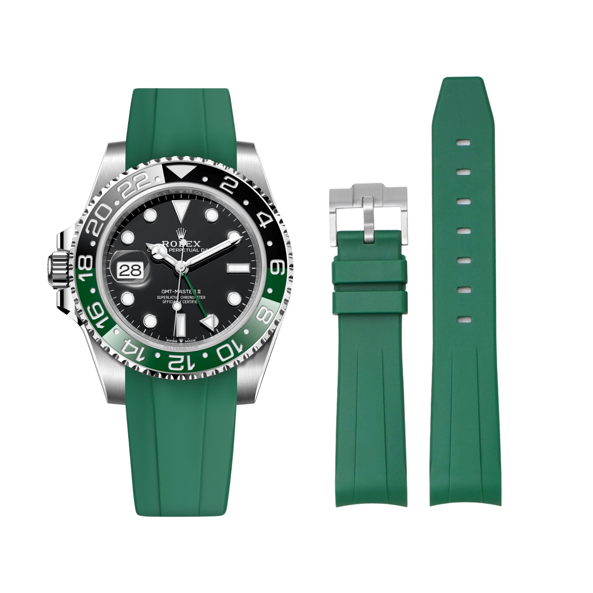 Rubber Strap - For Rolex GMT - Master II - Green - Helvetus