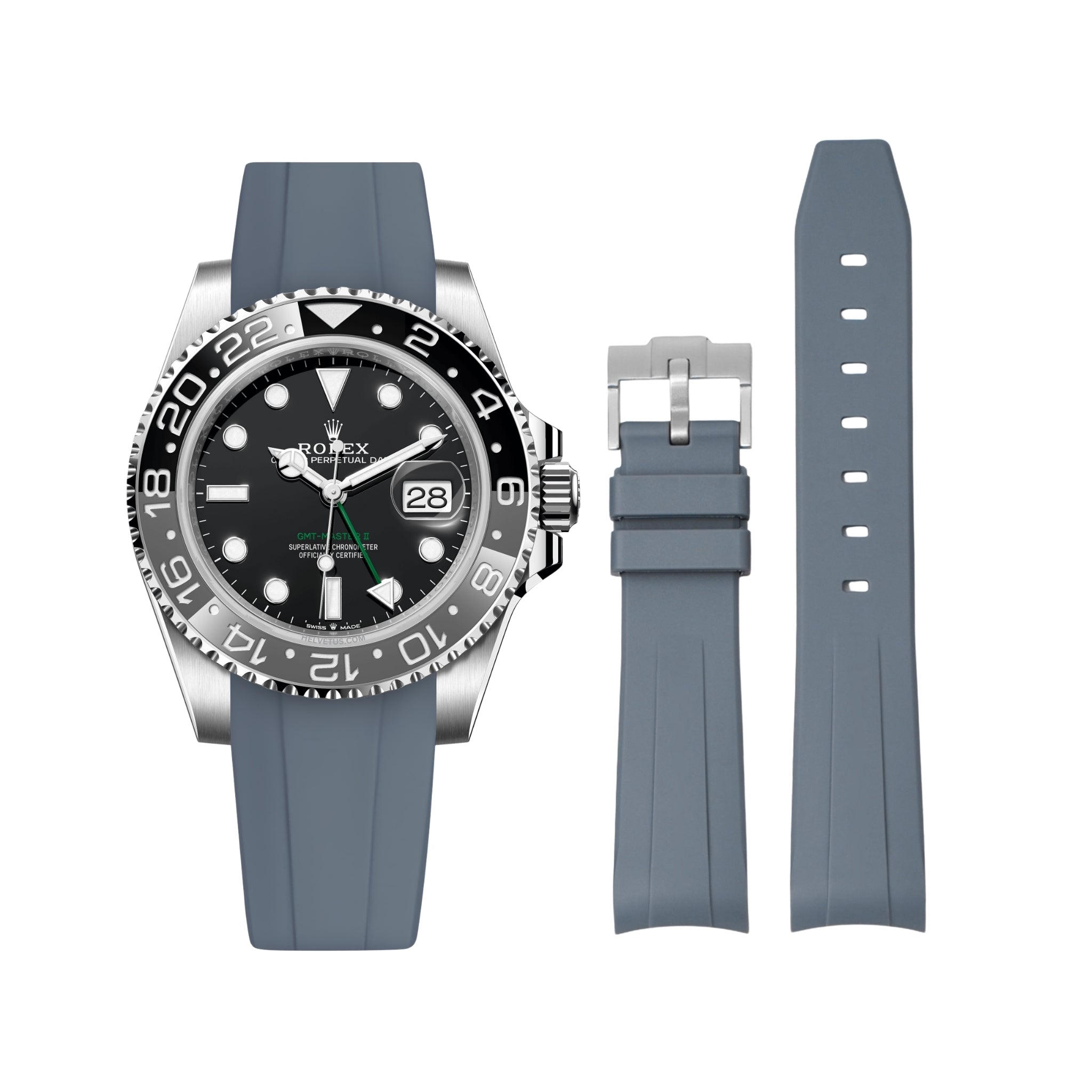 Rubber Strap - For Rolex GMT - Master II - Grey - Helvetus