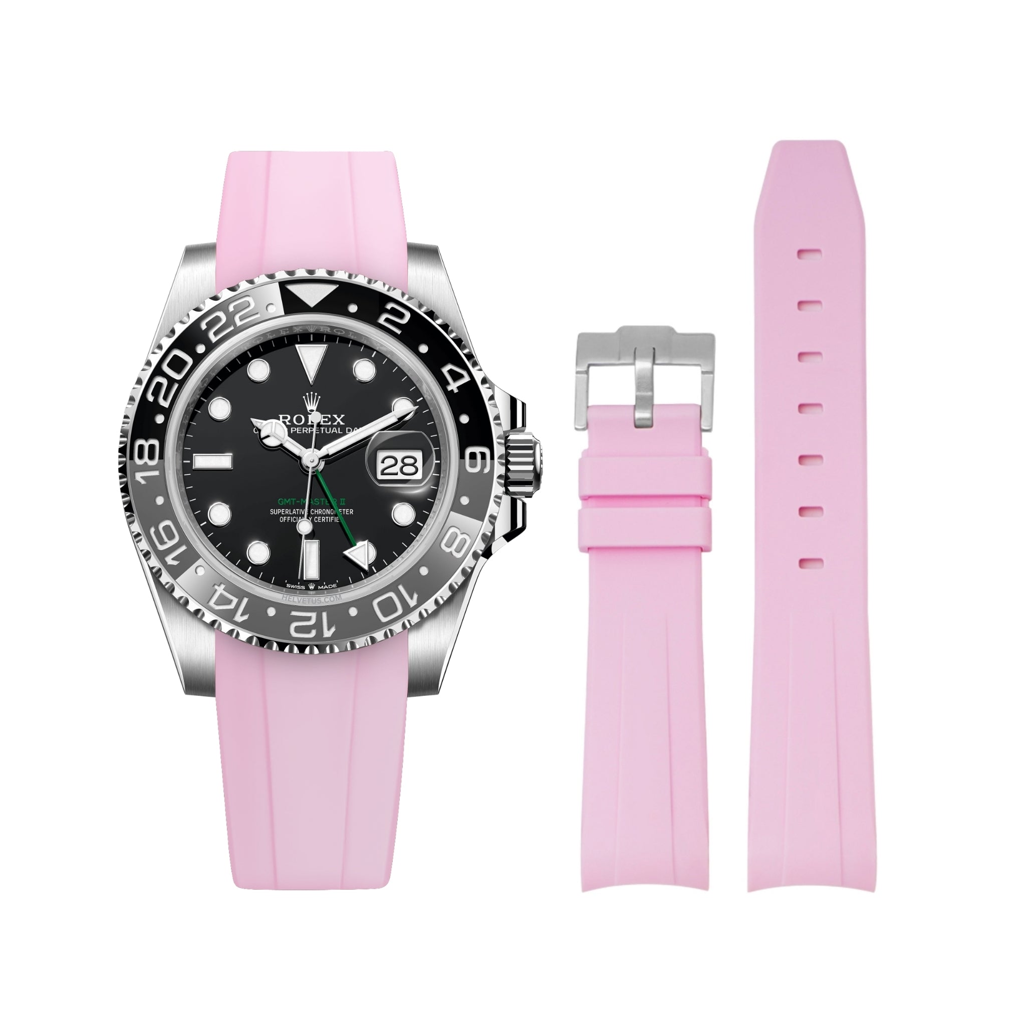 Rubber Strap - For Rolex GMT - Master II - Pink - Helvetus