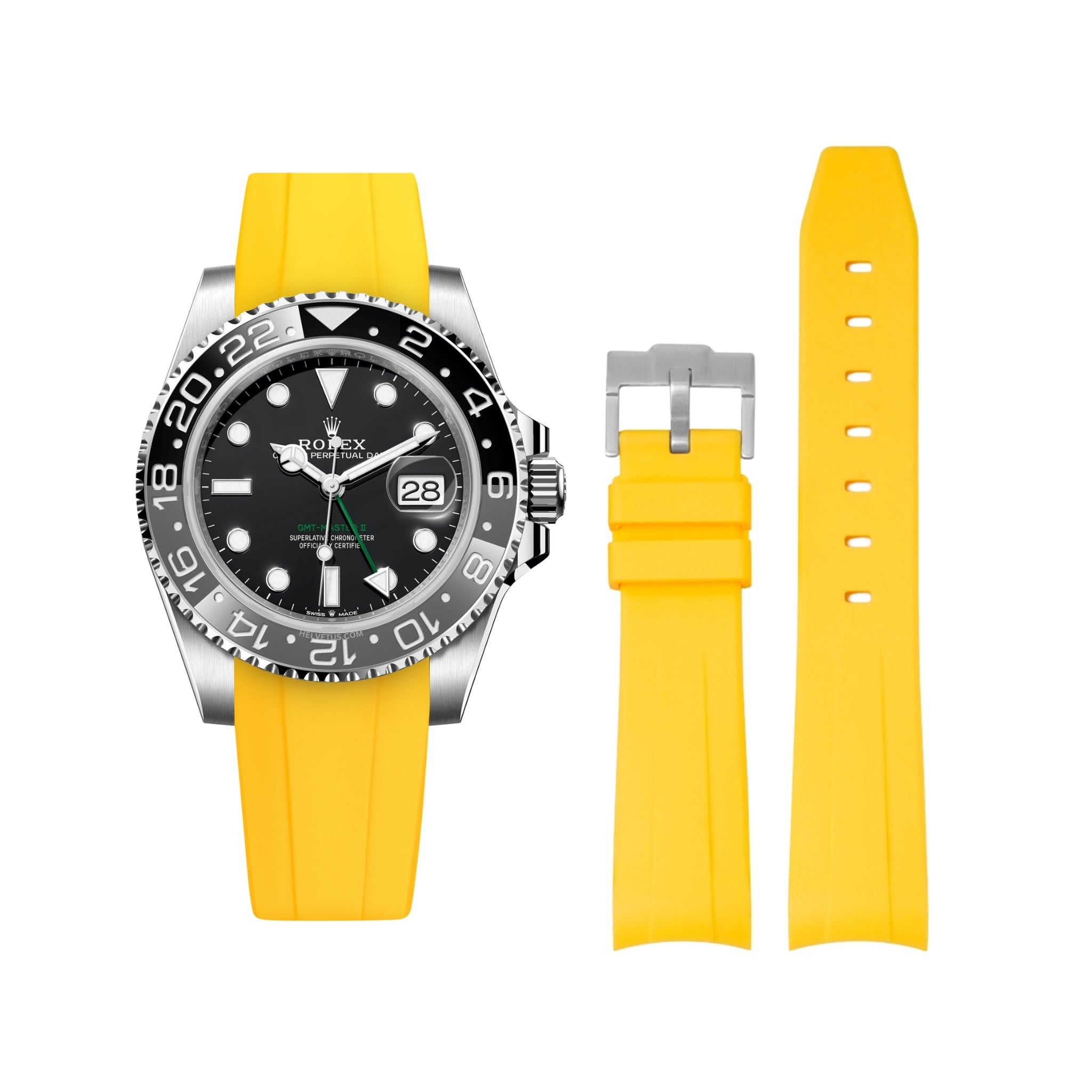 Rubber Strap - For Rolex GMT - Master II - Yellow - Helvetus