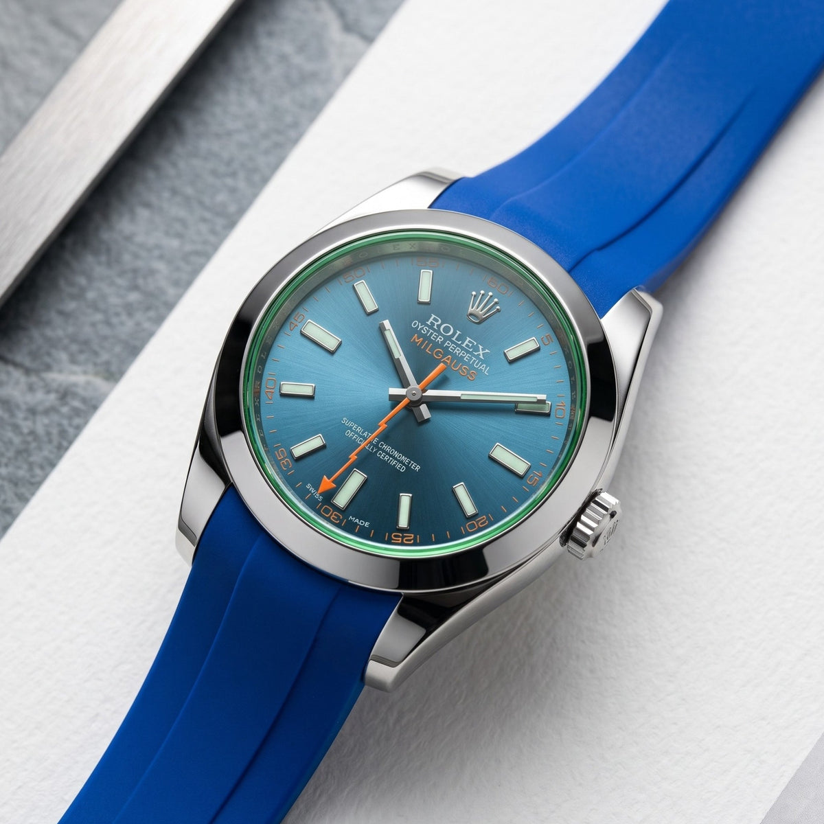 Rubber Strap - For Rolex Milgauss - Blue - Helvetus