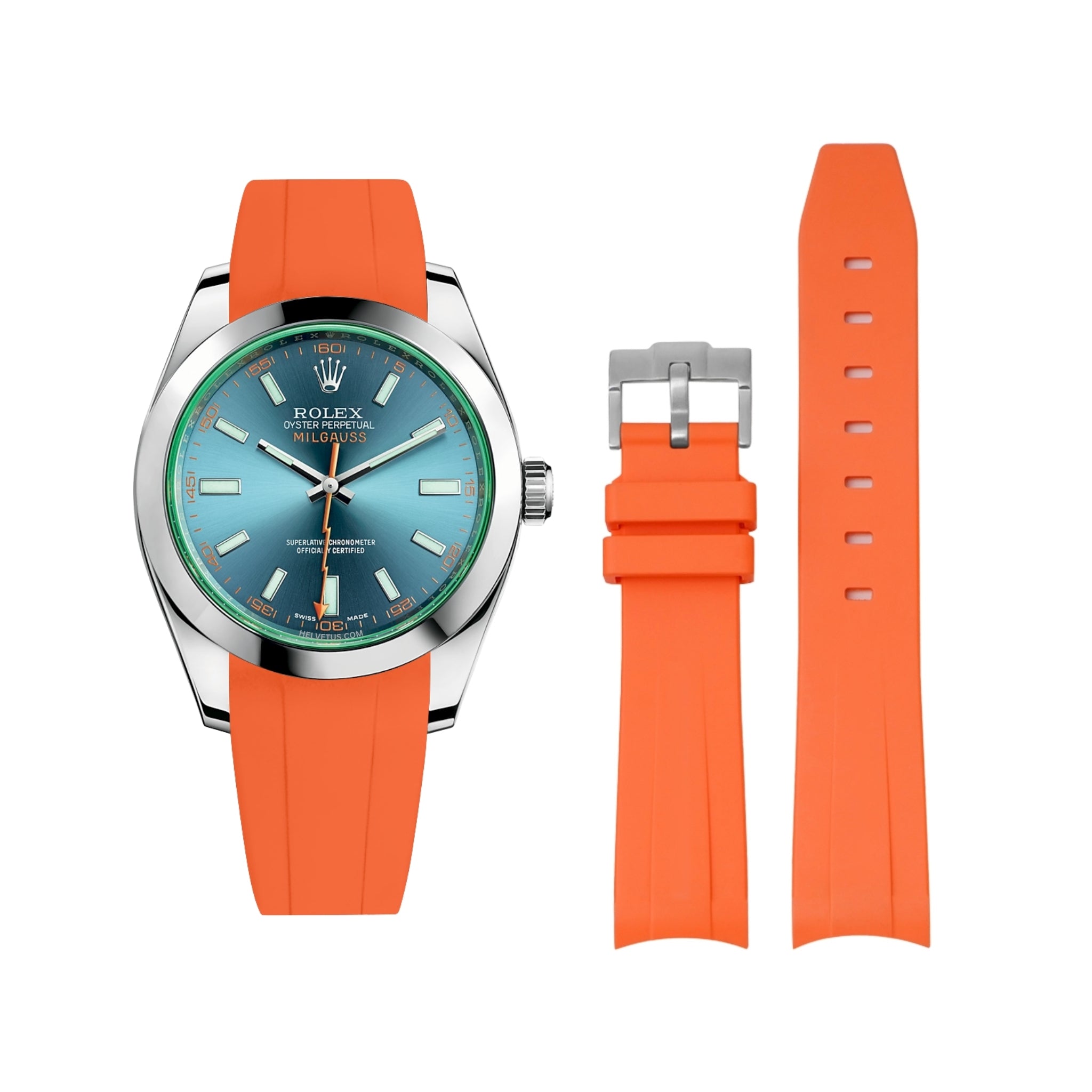 Rubber Strap - For Rolex Milgauss - Orange - Helvetus