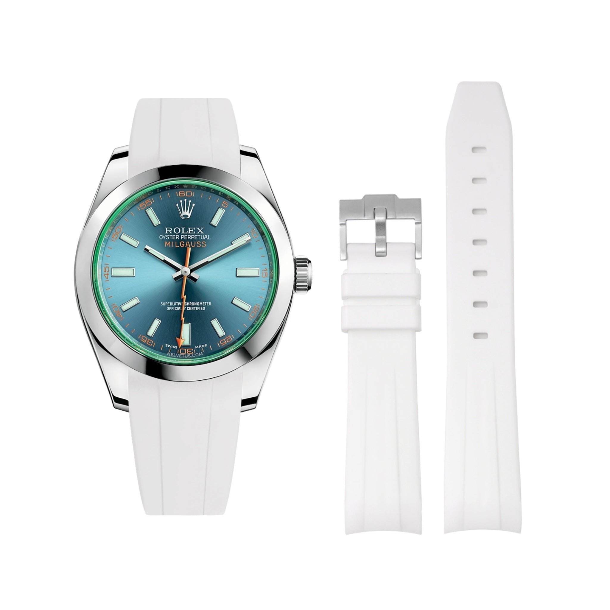 Rubber Strap - For Rolex Milgauss - White - Helvetus