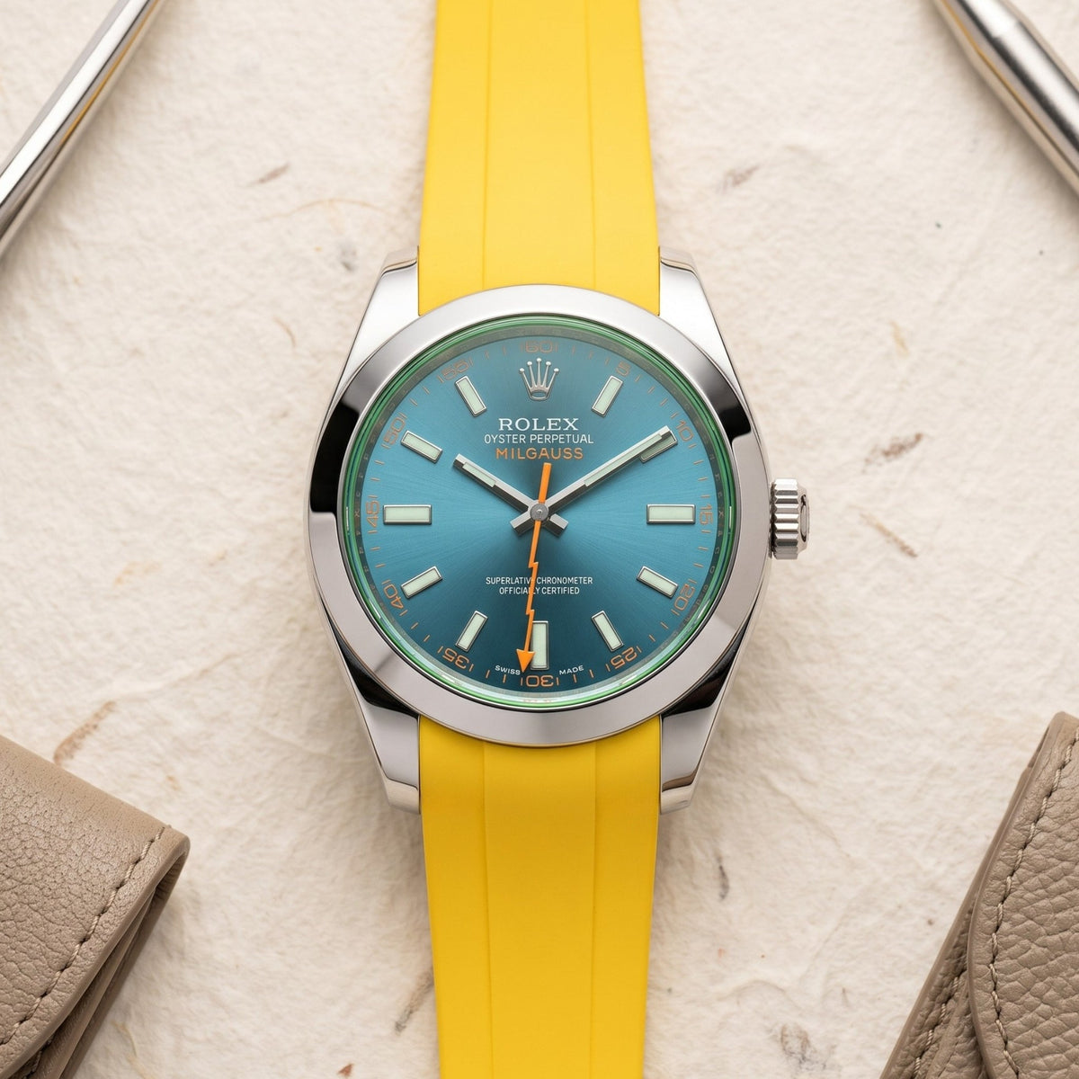 Rubber Strap - For Rolex Milgauss - Yellow - Helvetus