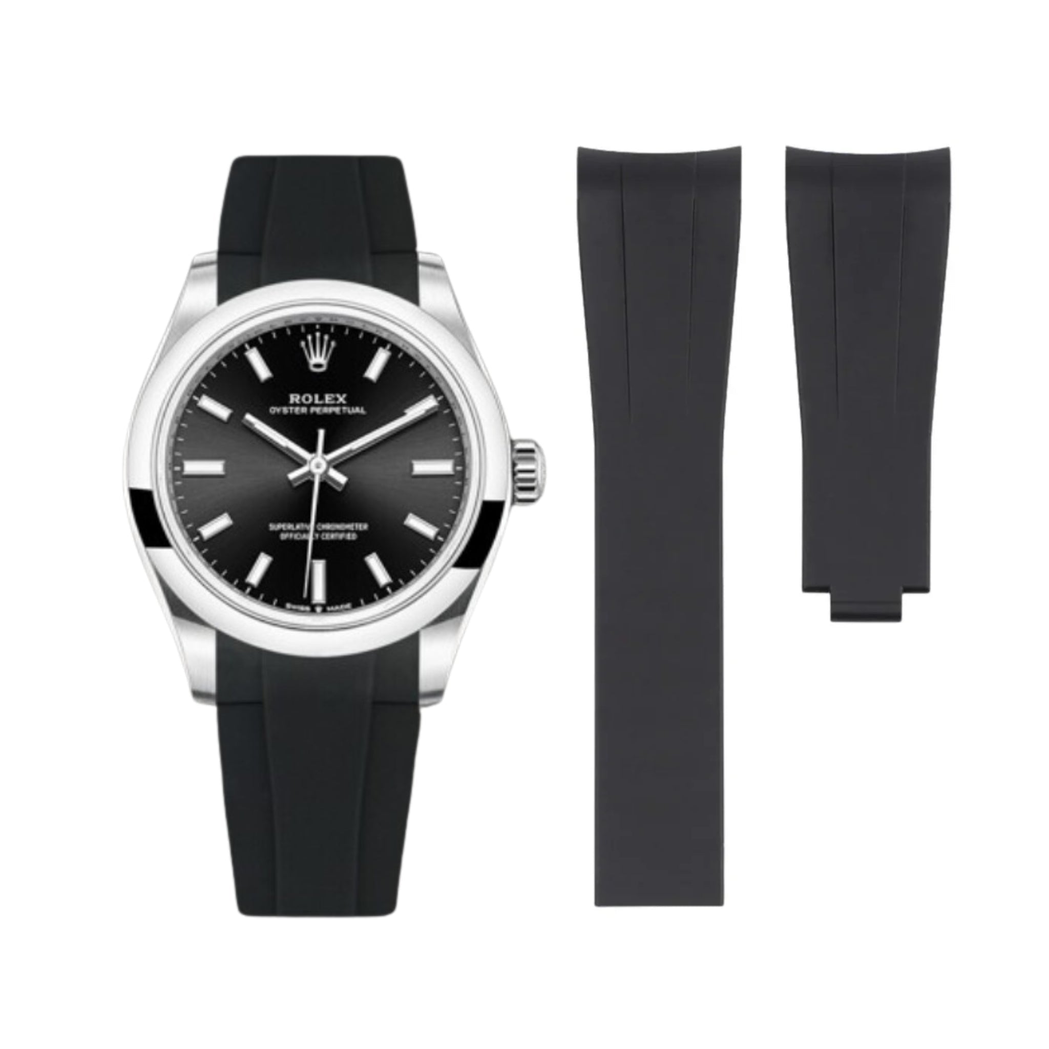 Rubber Strap - For Rolex Oyster Perpetual 31 - Black - Helvetus